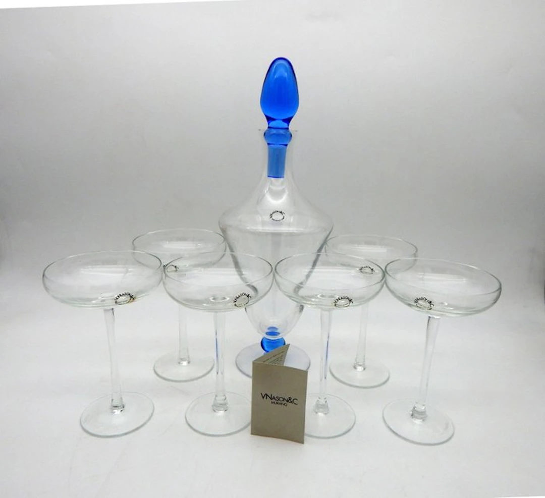v.nason&c - Drinking set (7) - World Collection Blu - Murano glass