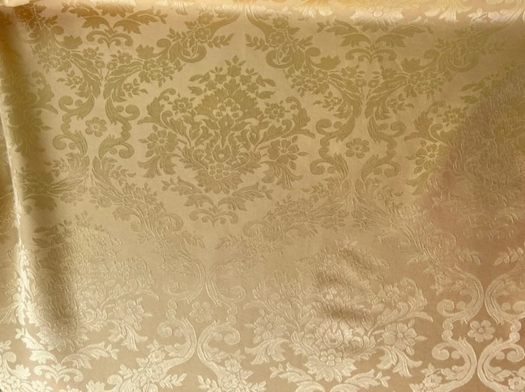 Luxurious and antique rose gold San Leucio damask fabric...