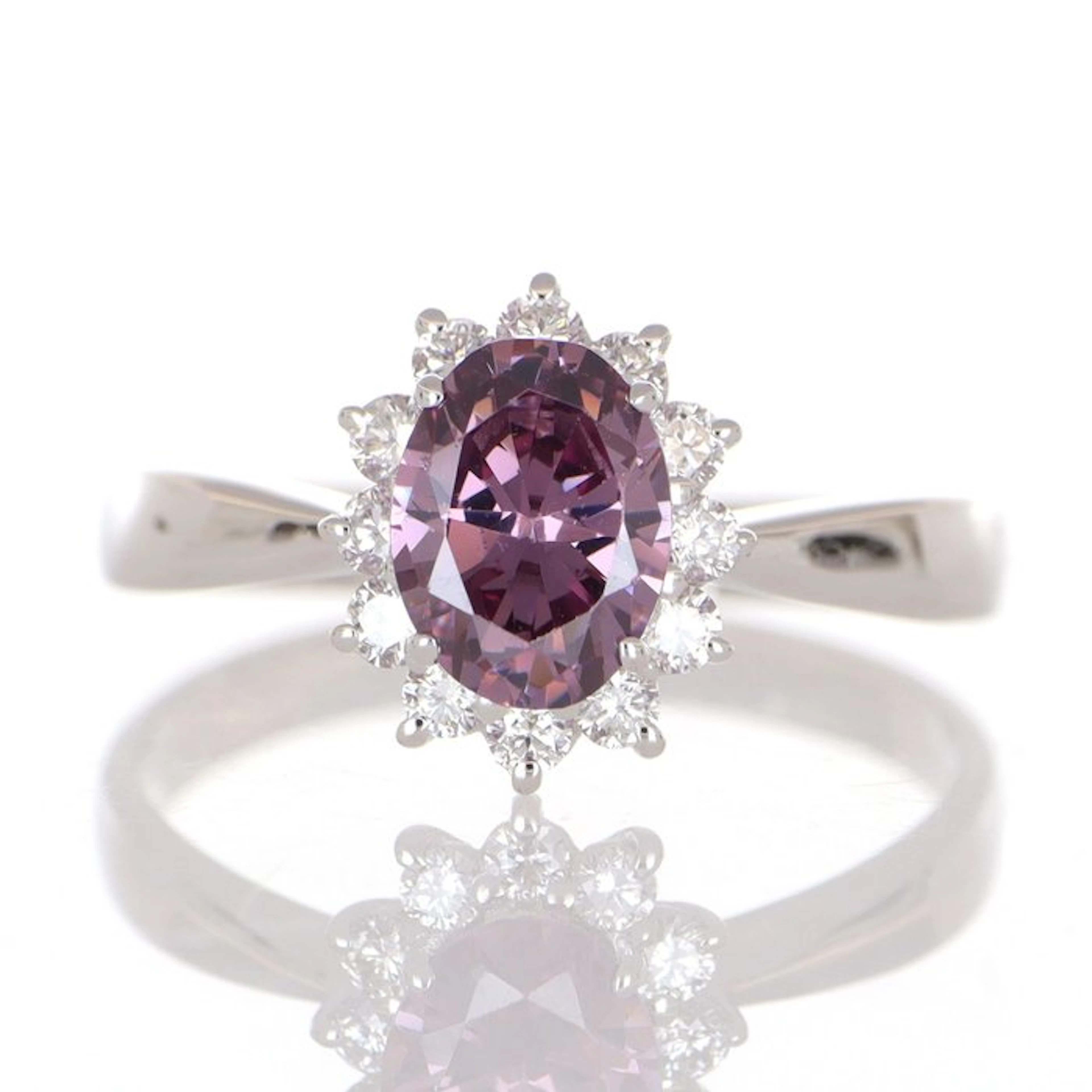 No reserve price - Ring - 18 kt. White gold Amethyst - Diamond