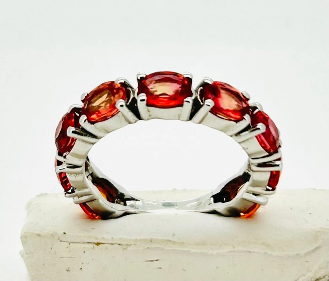 Ring - 18 kt. White gold - 3.50ct. tw. Sapphire - Sapphire