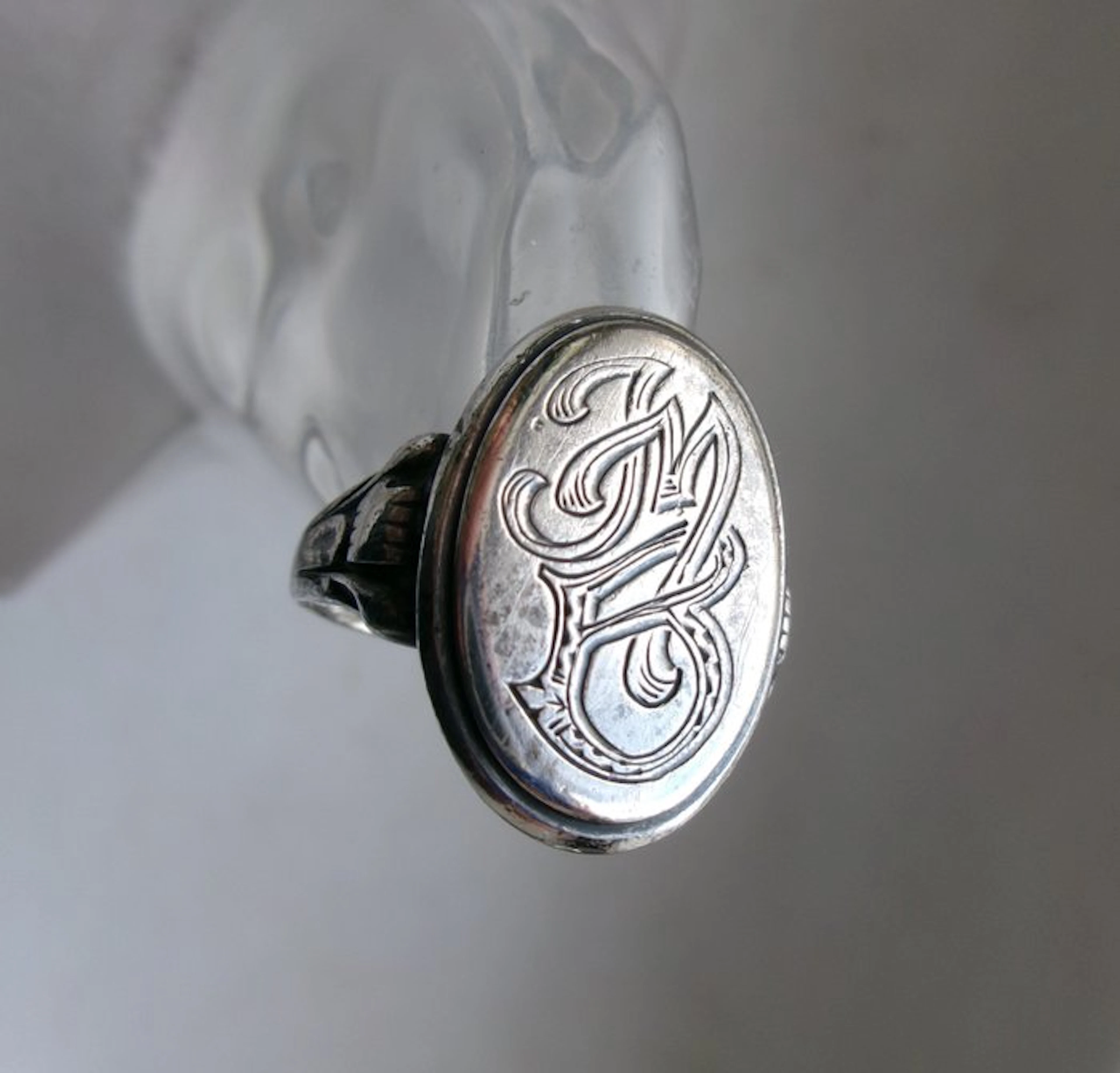 Silver - Ring - Art Deco Signet Monogram