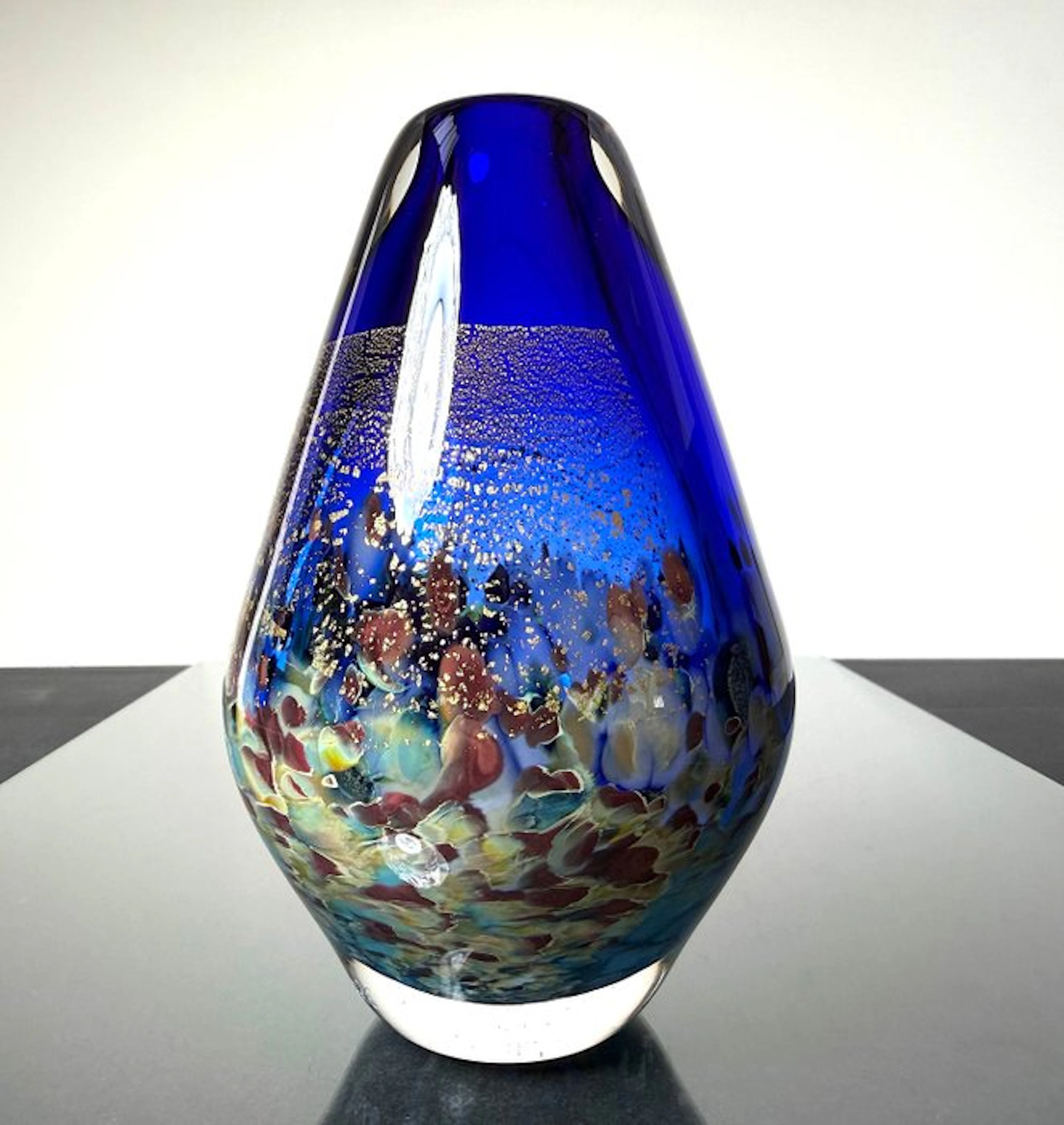 Maxence Parot - Vase - Unique vase with opaline colors and gold. - Glass