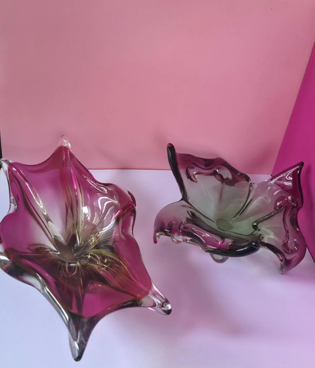 Vase (2) - Glass - Set of 2 decorative bowls.