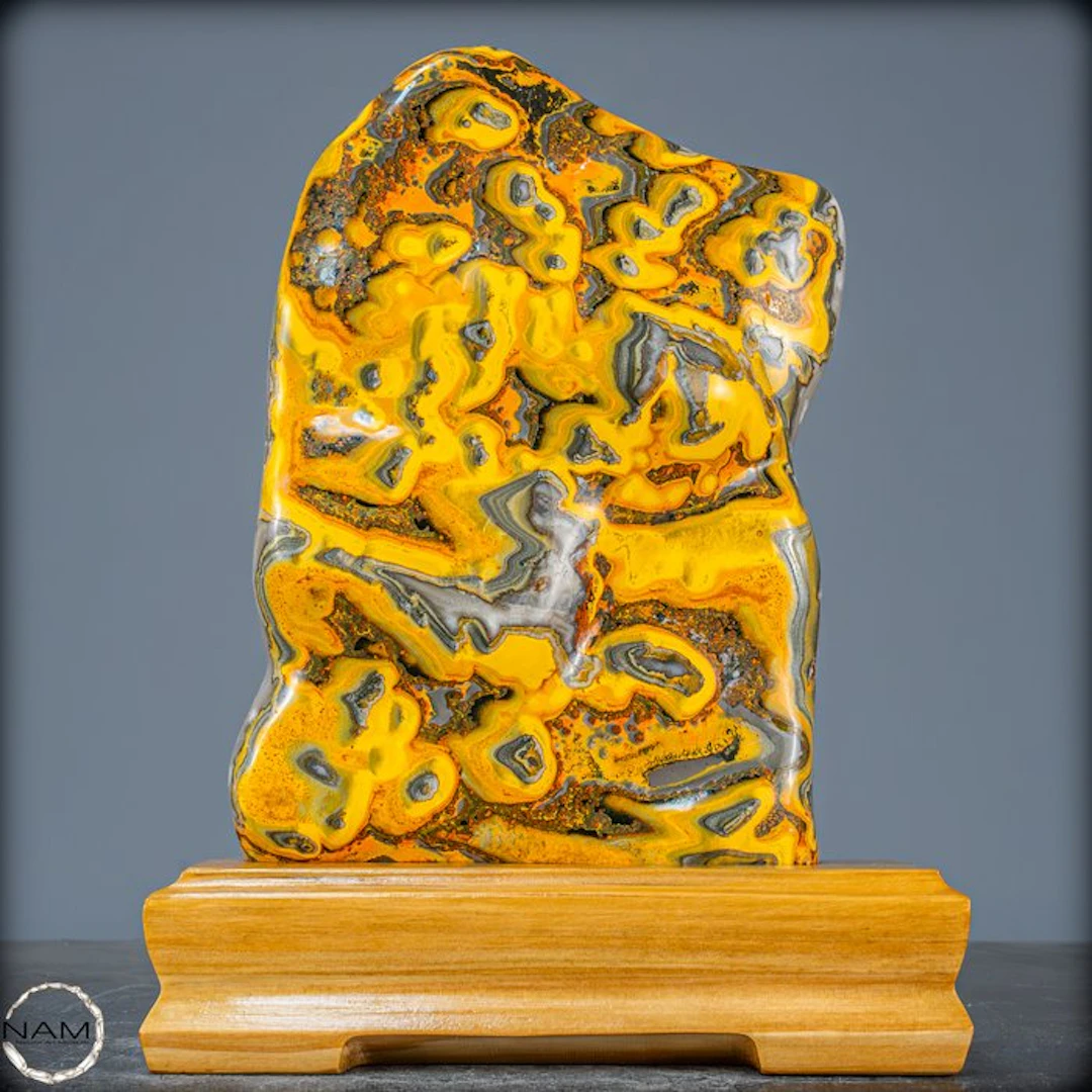 Very Rare Natural Bumblebee Jasper Freeform on Stand, Sumatra- 2045.82 g