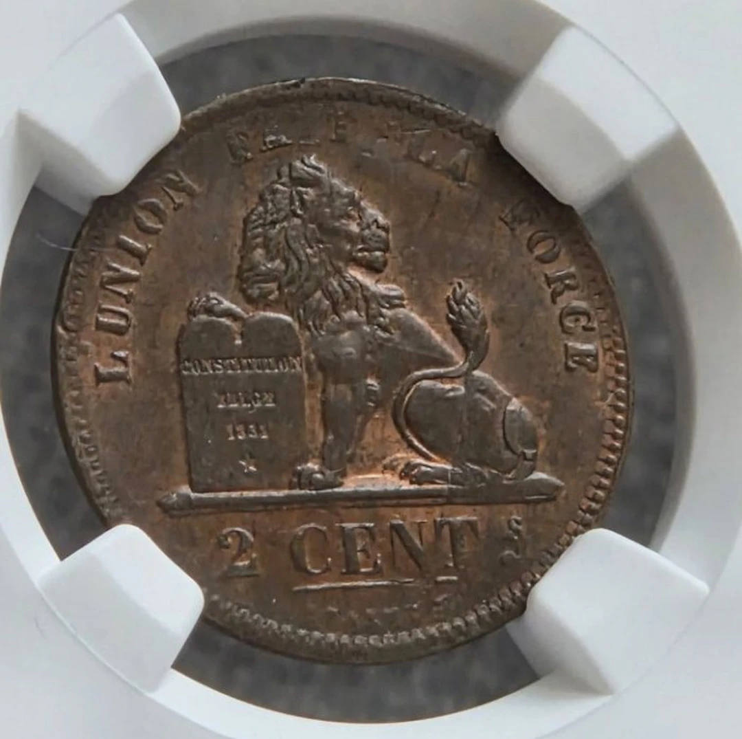 Belgium. Leopold II. 2 Cent 1844