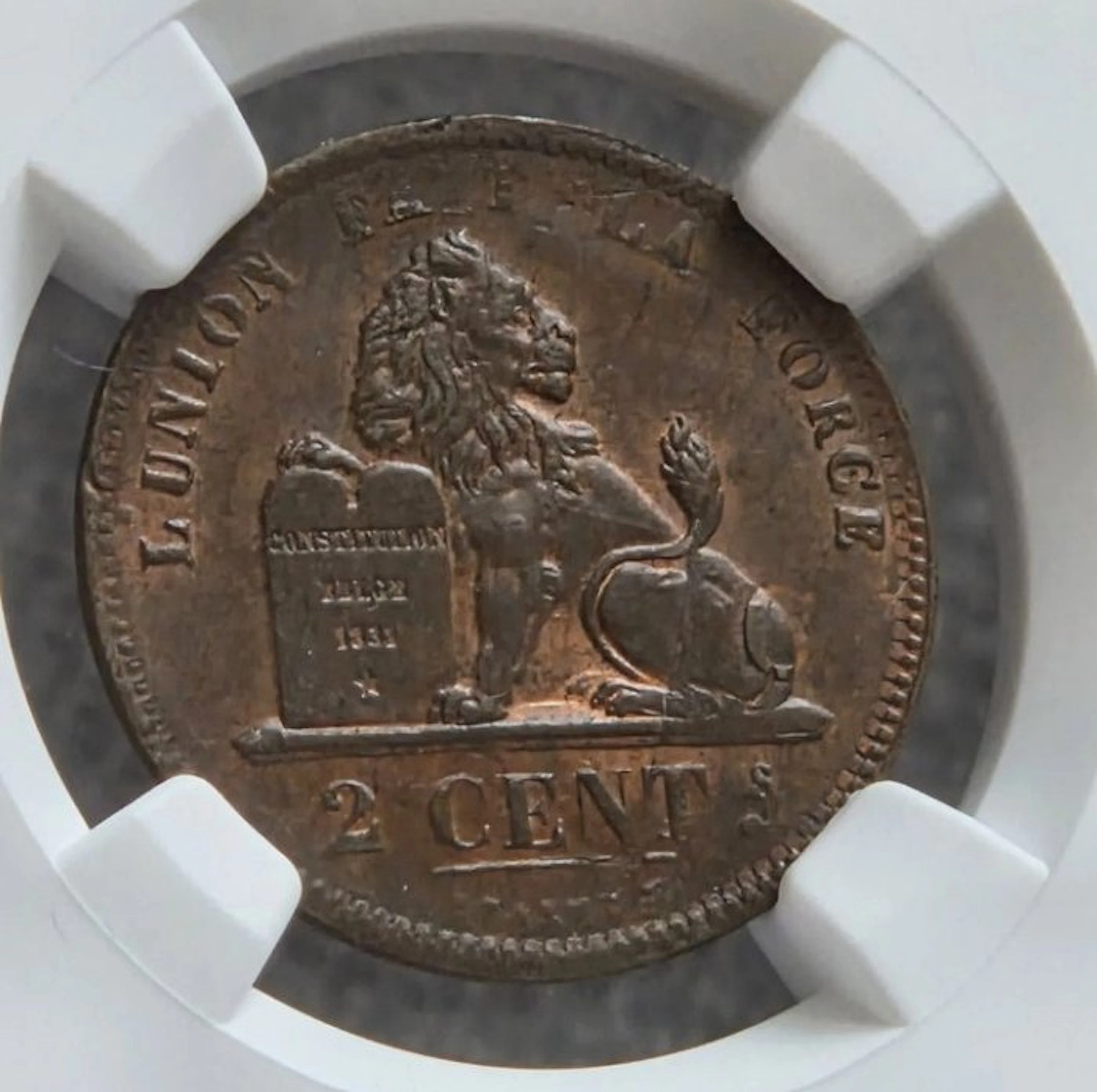 Belgium. Leopold II. 2 Cent 1844