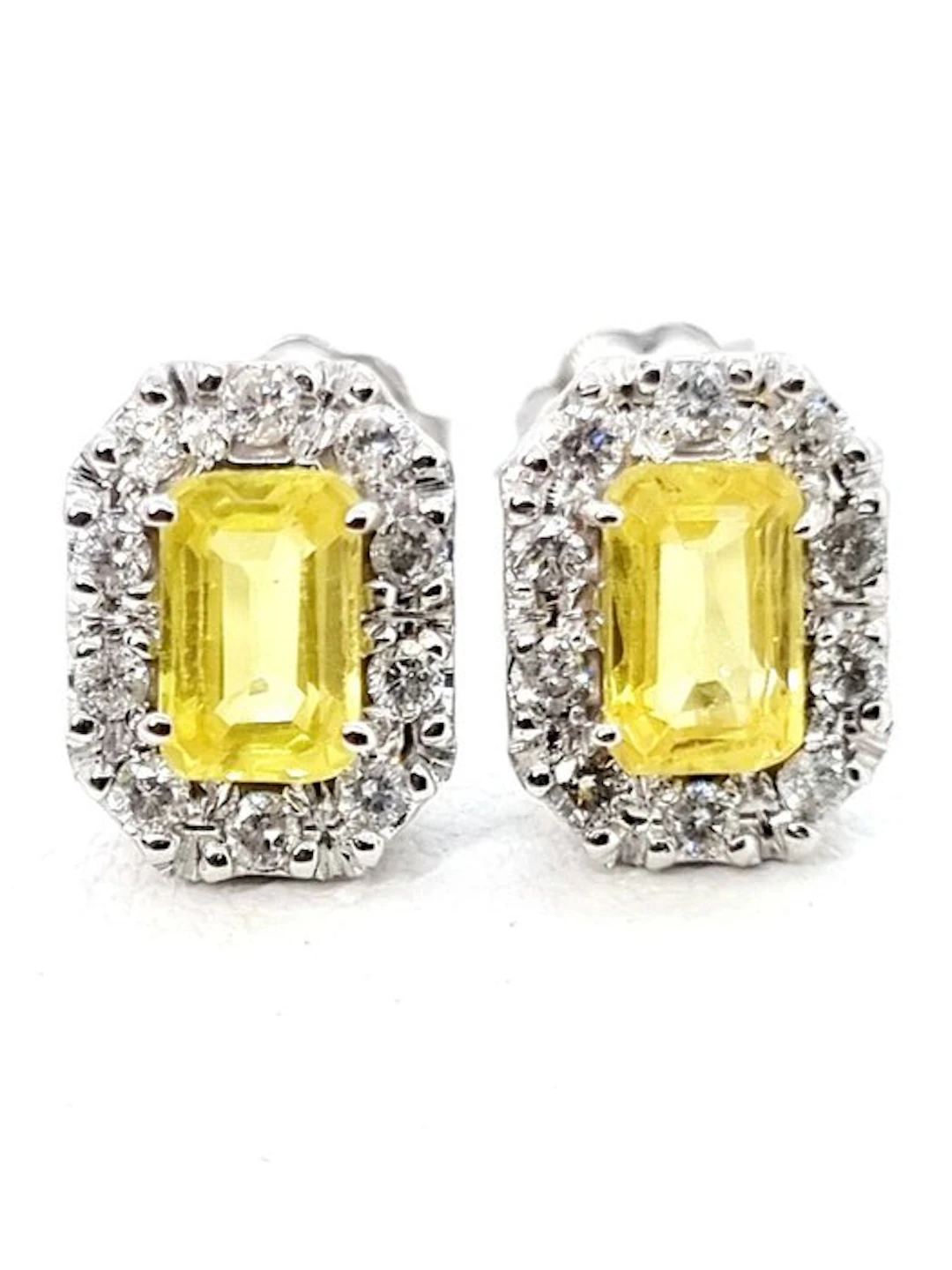 Earrings - 18 kt. White gold Sapphire - Diamond