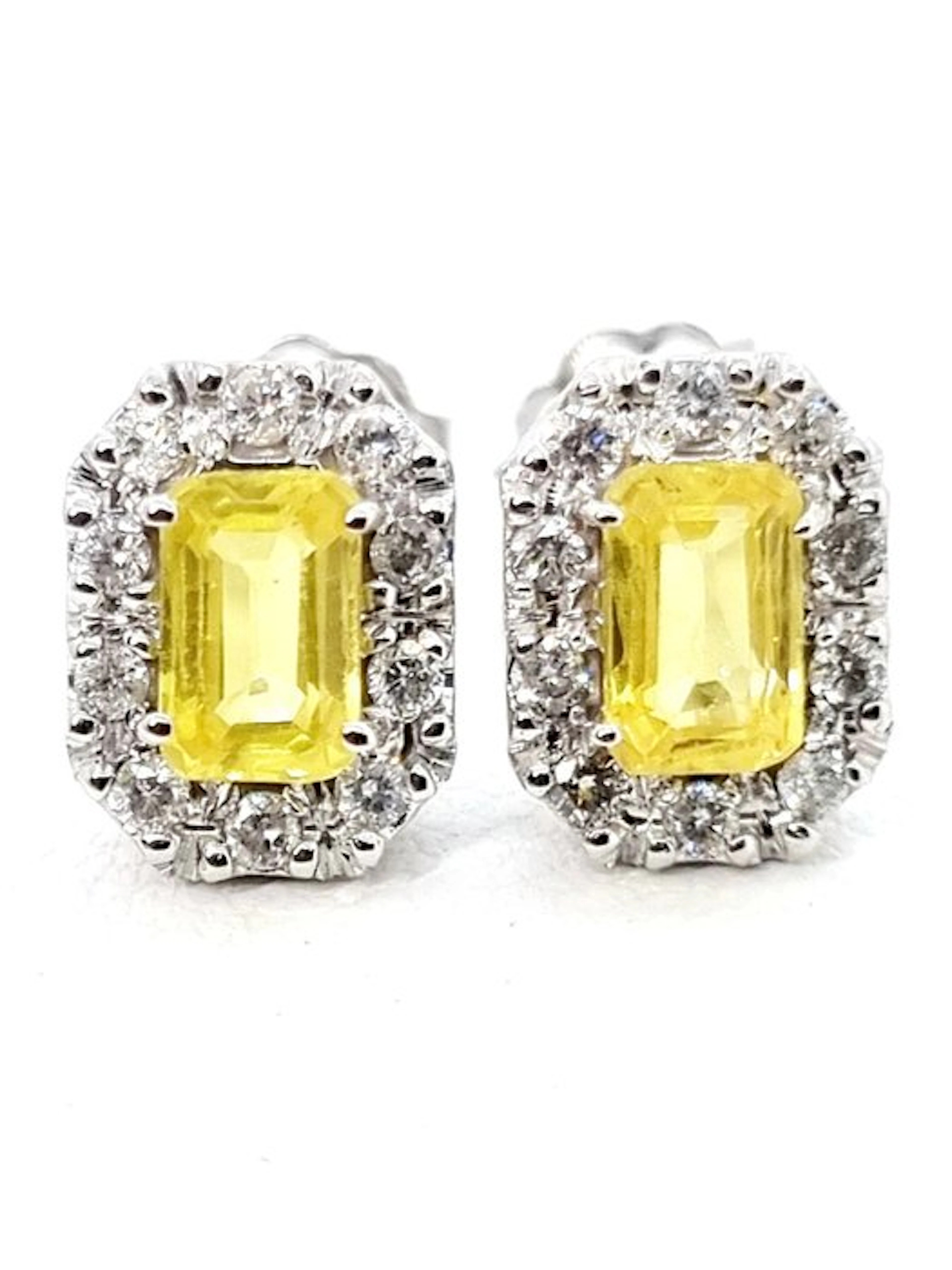 Earrings - 18 kt. White gold Sapphire - Diamond