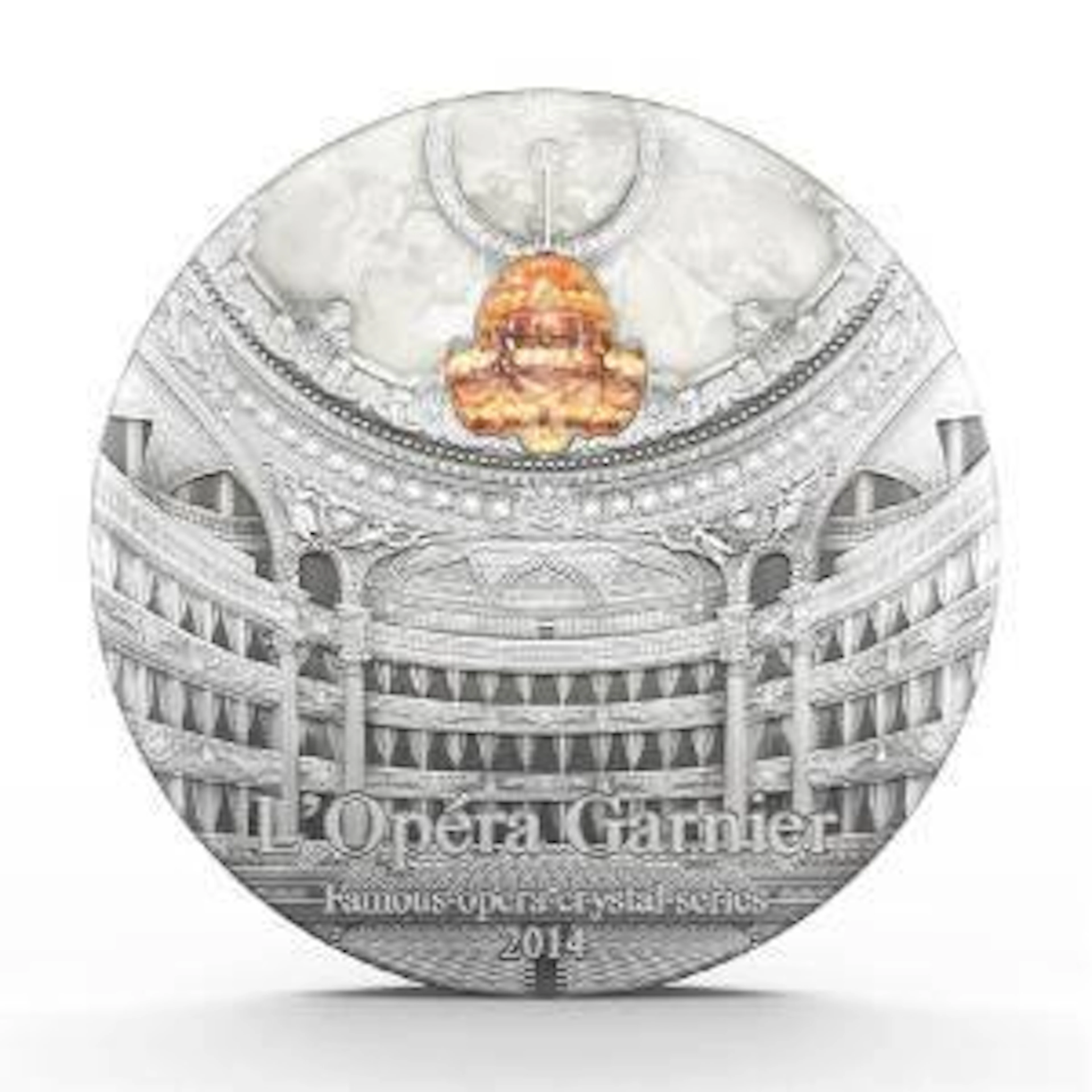 Palau. 10 Dollars 2014 Famous Opera Crystal Series Paris Palais Garnier 2 Oz