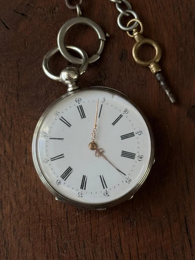 Antique French Silver Pocket Watch – 8 Jewels