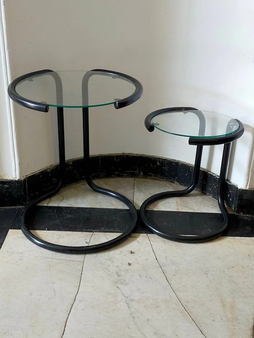Side table - Metal, Glass - Two side tables