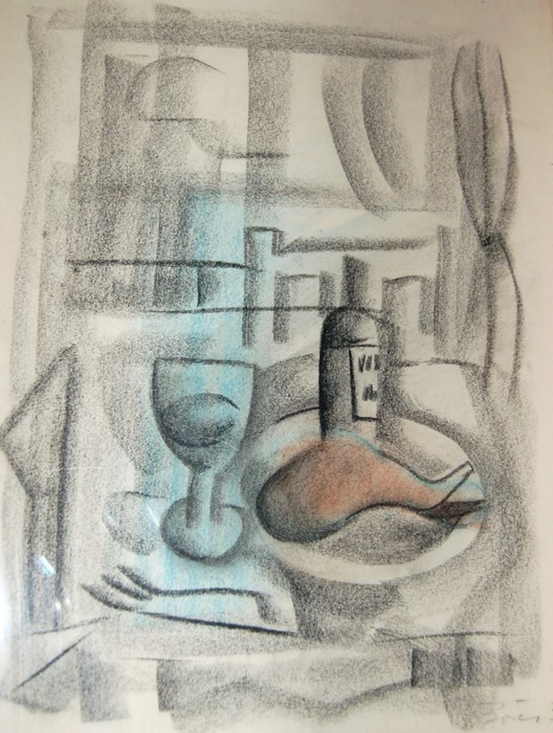 Francisco Bores (1898-1972) - Nature morte à la bouteille - CUBISME