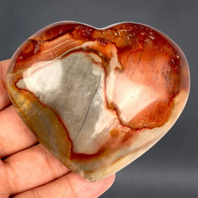 Polichrome Jasper Carved Heart Red