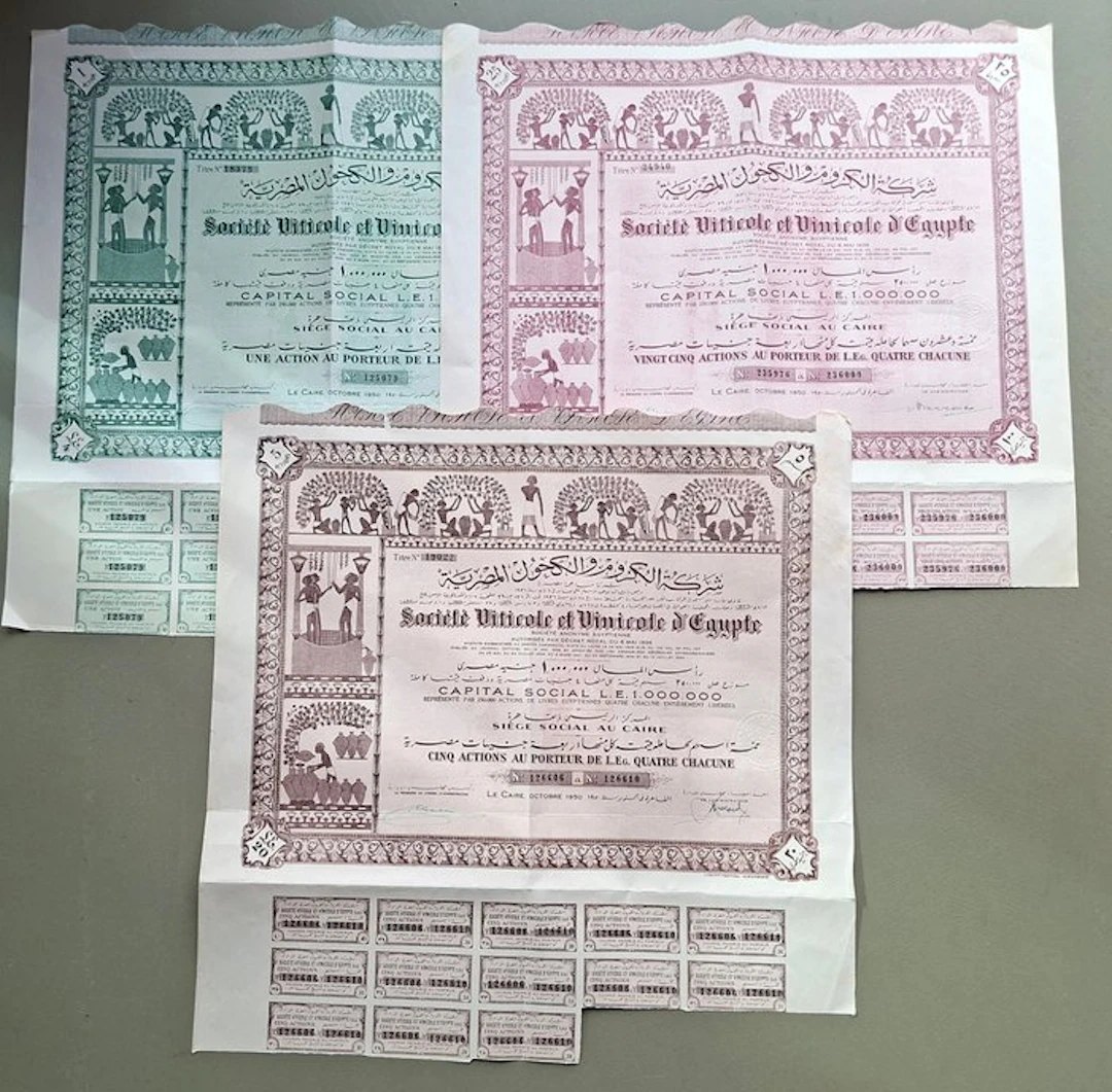 Egypt. Viticole et Vinicole d'Egypte (3) 1950 (No reserve price)