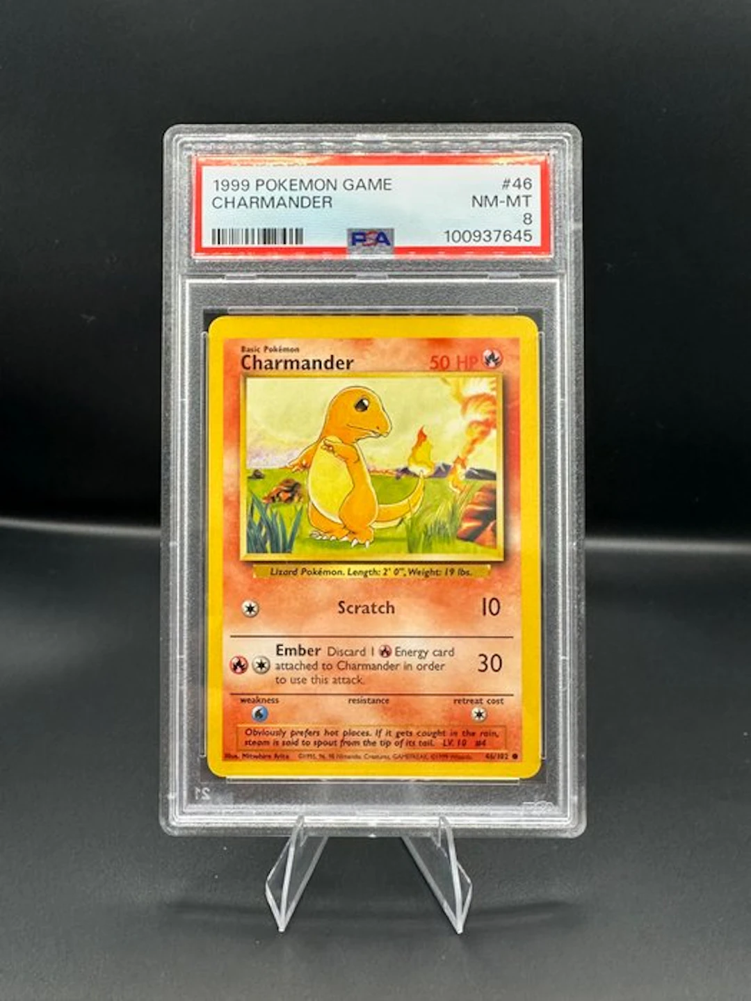 Pokémon - 1 Graded card - Charmander 46 - PSA 8 - WOTC - Base set