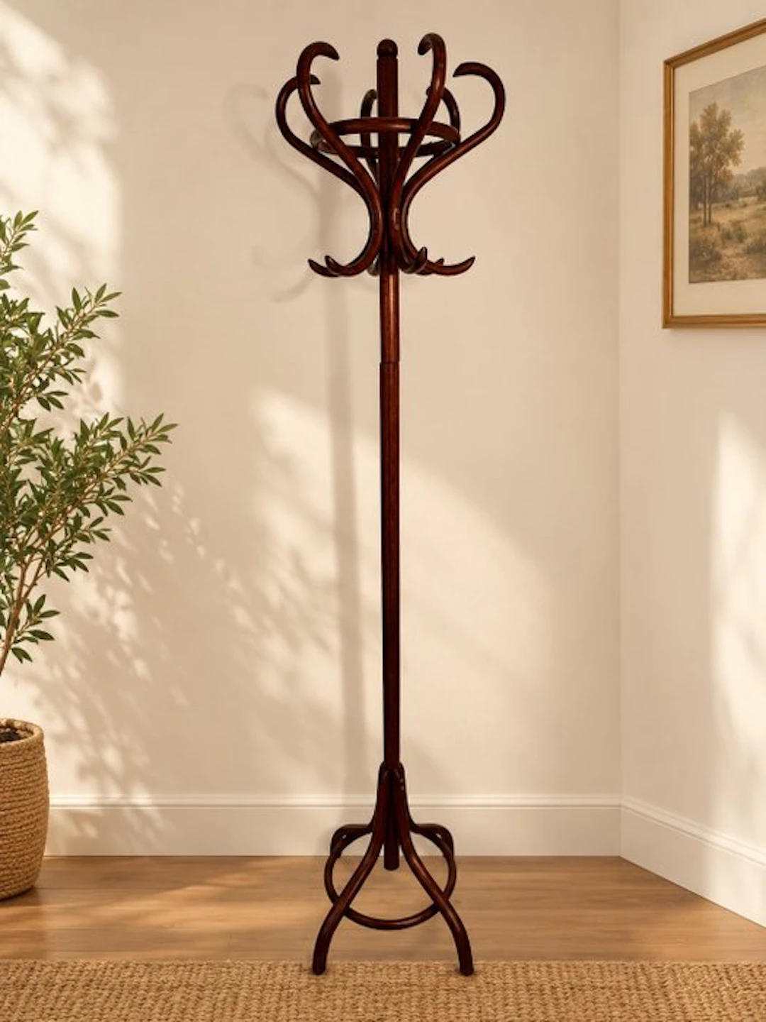 Coat rack - Vintage curved wooden parrot coat rack – Mid-century style