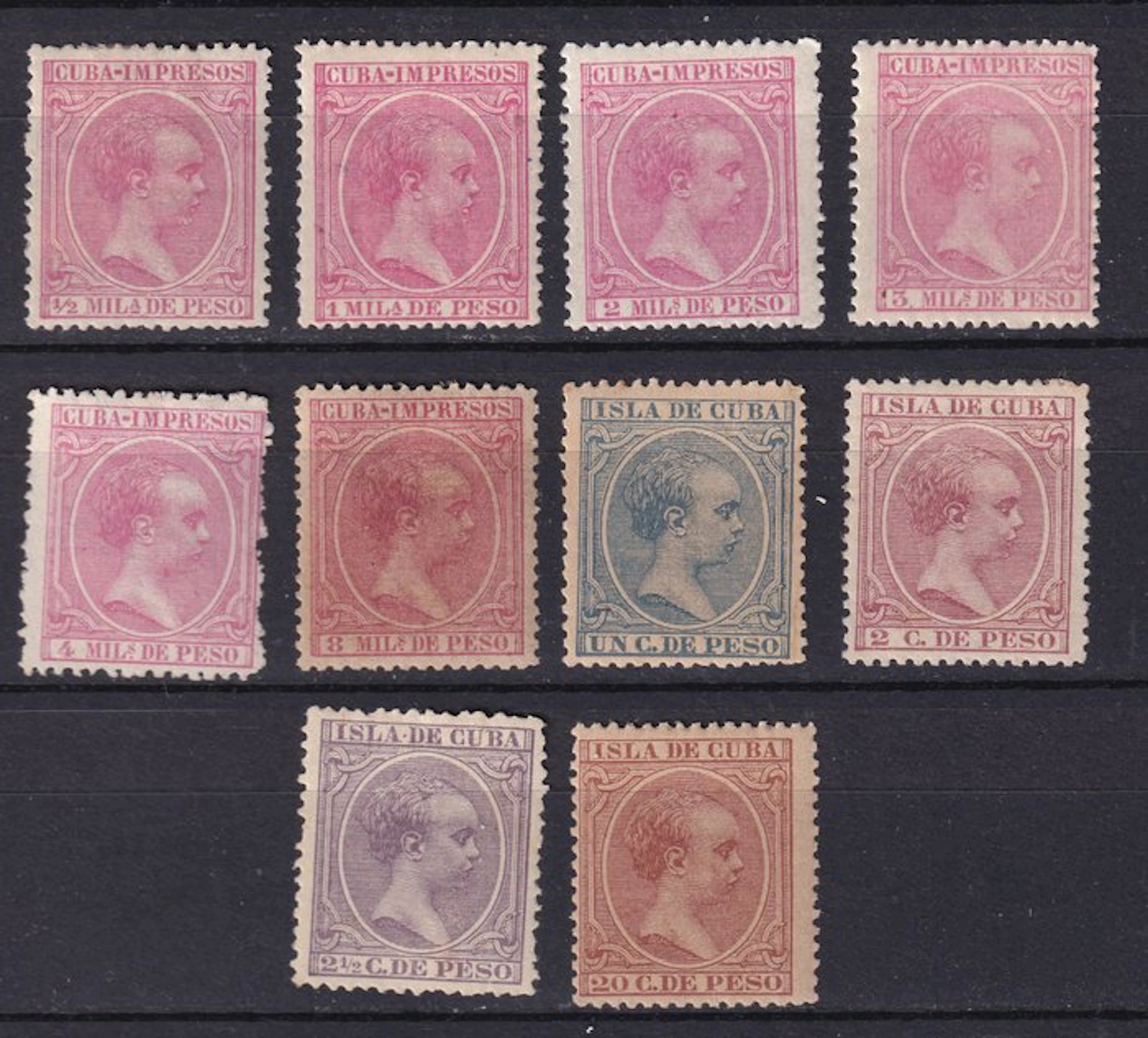 Spanish Antilles - 1894 - Alfonso XII - Edifil 130/139 - Complete set