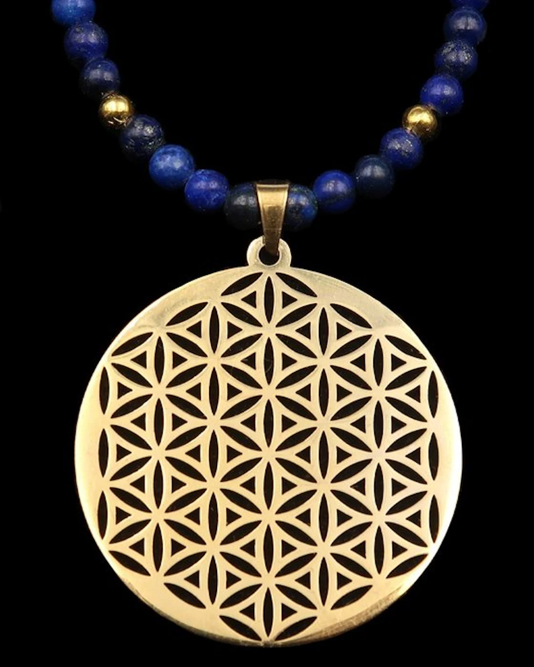 Lapis lazuli - Flower of Life Necklace – Sacred Geometry...