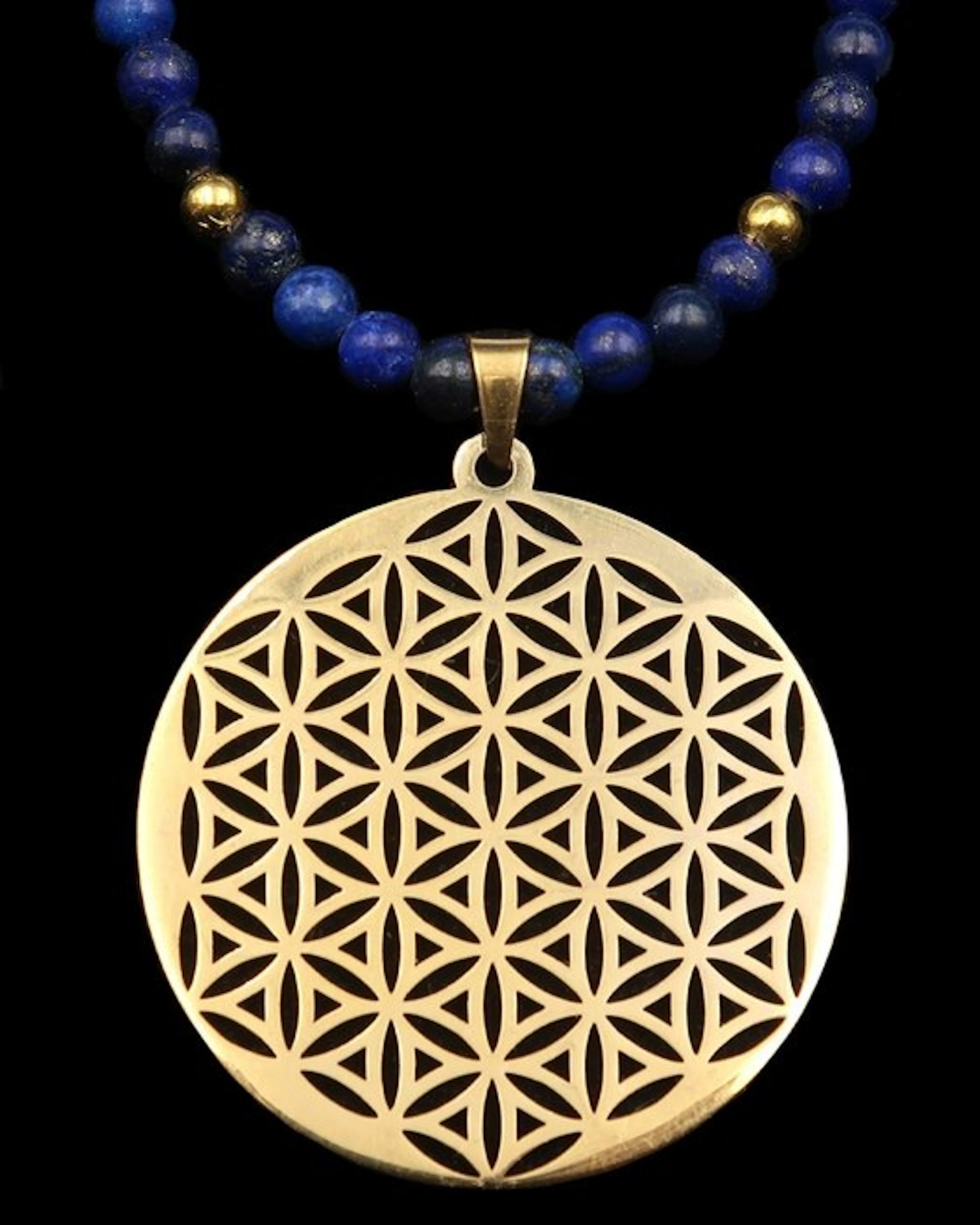 Lapis lazuli - Flower of Life Necklace – Sacred Geometry...