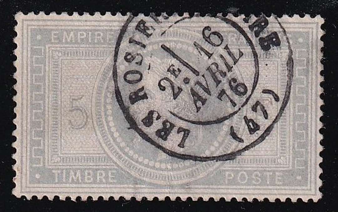 France 1868 - Napoléon III Laureate, 5 Fr violet-gray