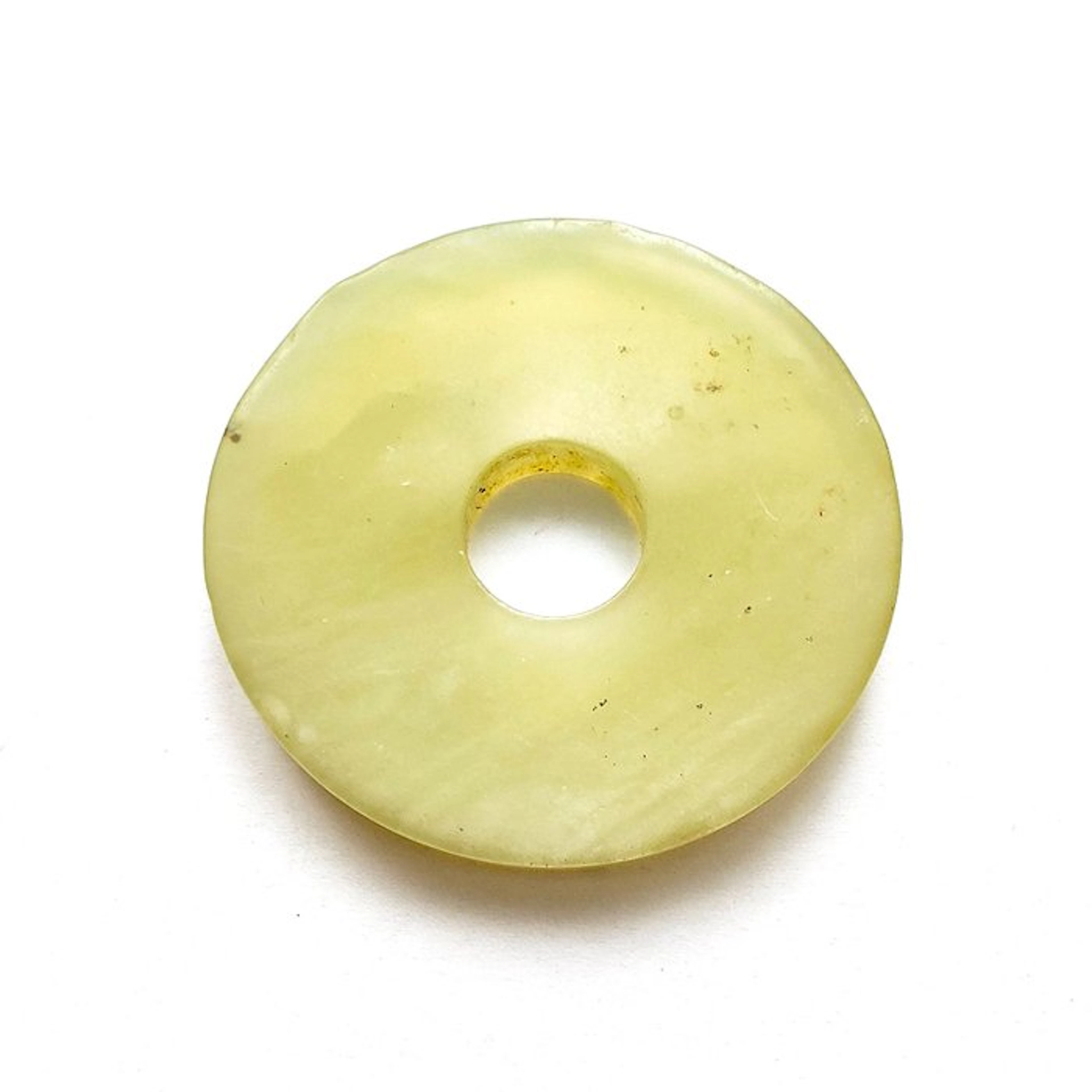Ancient Sino-Burmese Jade (? ) Hard green stone Bi Disc...