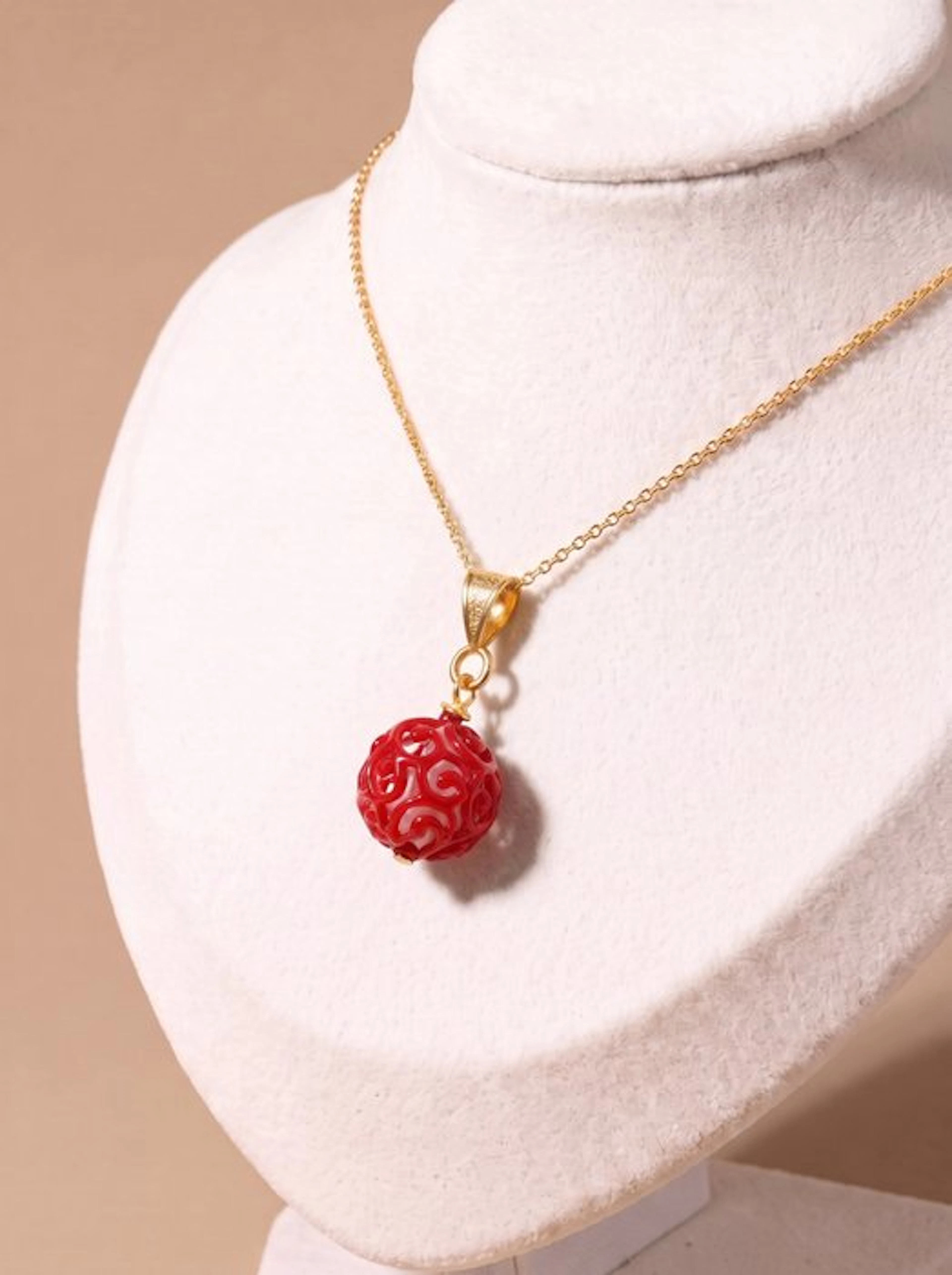 Murano glass - Necklace with pendant - Corallo Barocco
