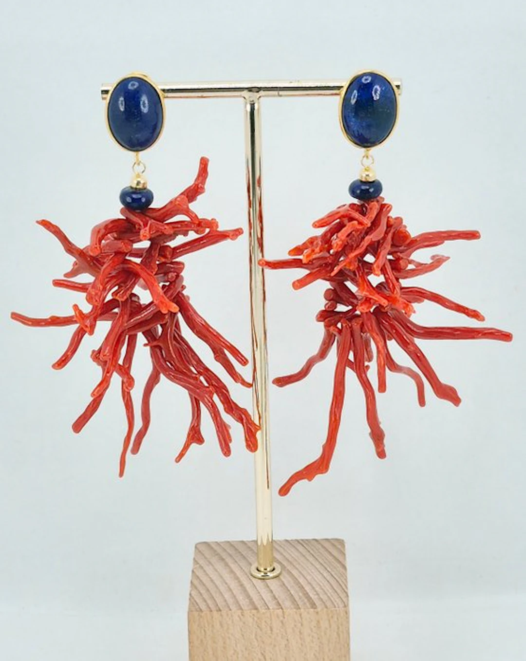 Coral - Silver, Gold-plated - Earrings - CORALLO MEDITERRANEO