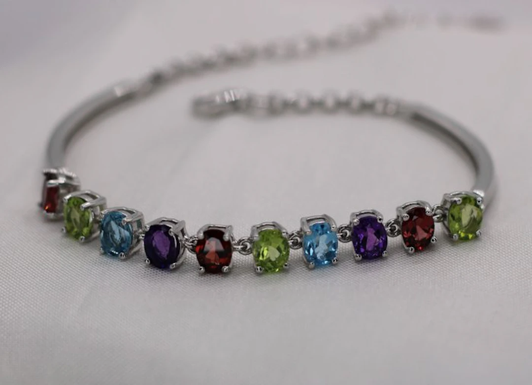 No reserve price - Bracelet Silver - 4.50ct. tw. Mixed gemstones