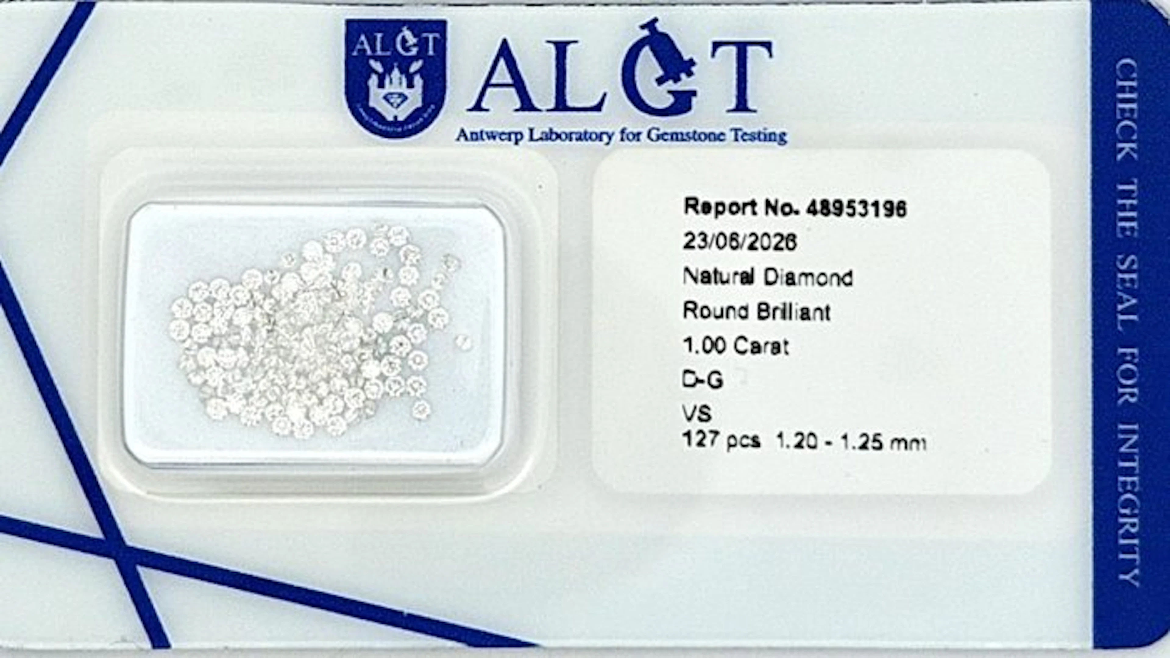 127 pcs Diamond (Natural) - 1.00 ct - Round - F