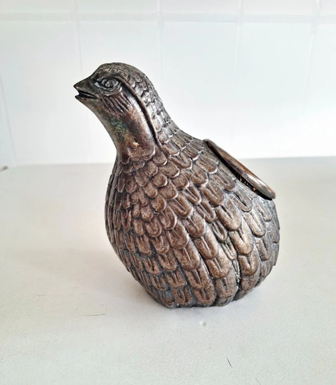 Cajita/Tintero/Cenicero Figura Codorniz - Box - Silvered bronze