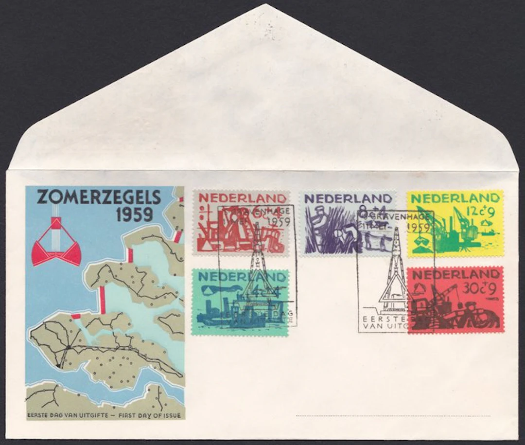 Netherlands 1959 - FDC Summer stamps - undescribed with certificate H