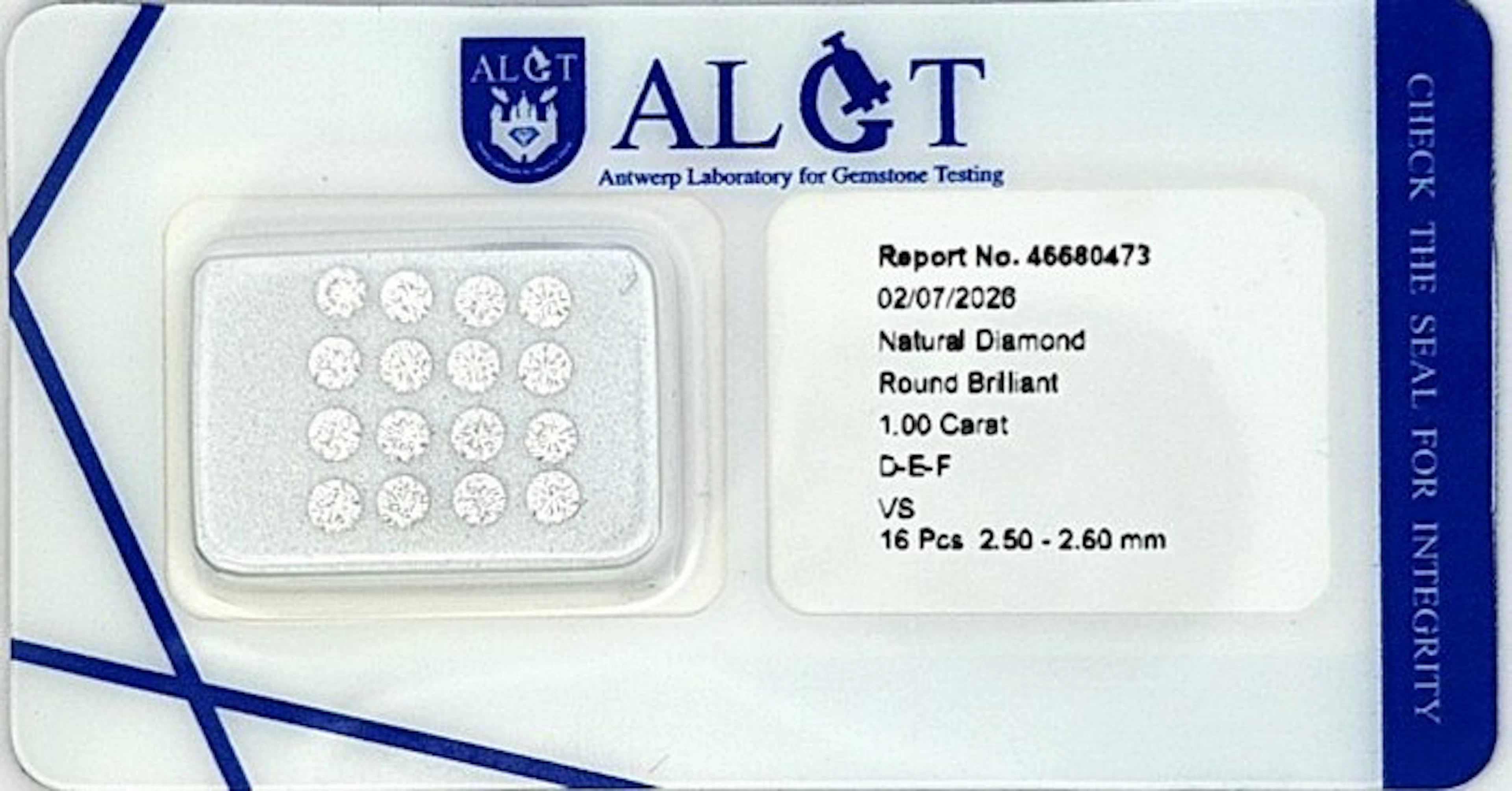 16 pcs Diamond (Natural) - 1.00 ct - Round - F
