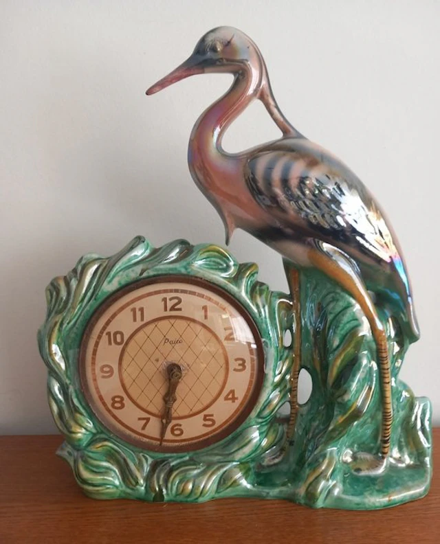 Figural mantel clock - Faïence Hubert Bequet - - Faience...