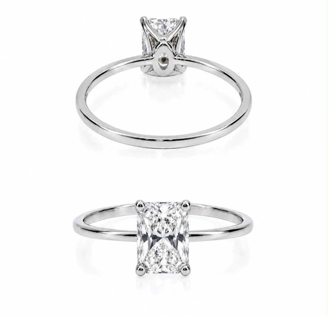No reserve price - Ring - 14 kt. White gold - 1.01ct. tw. Diamond (Lab-grown)