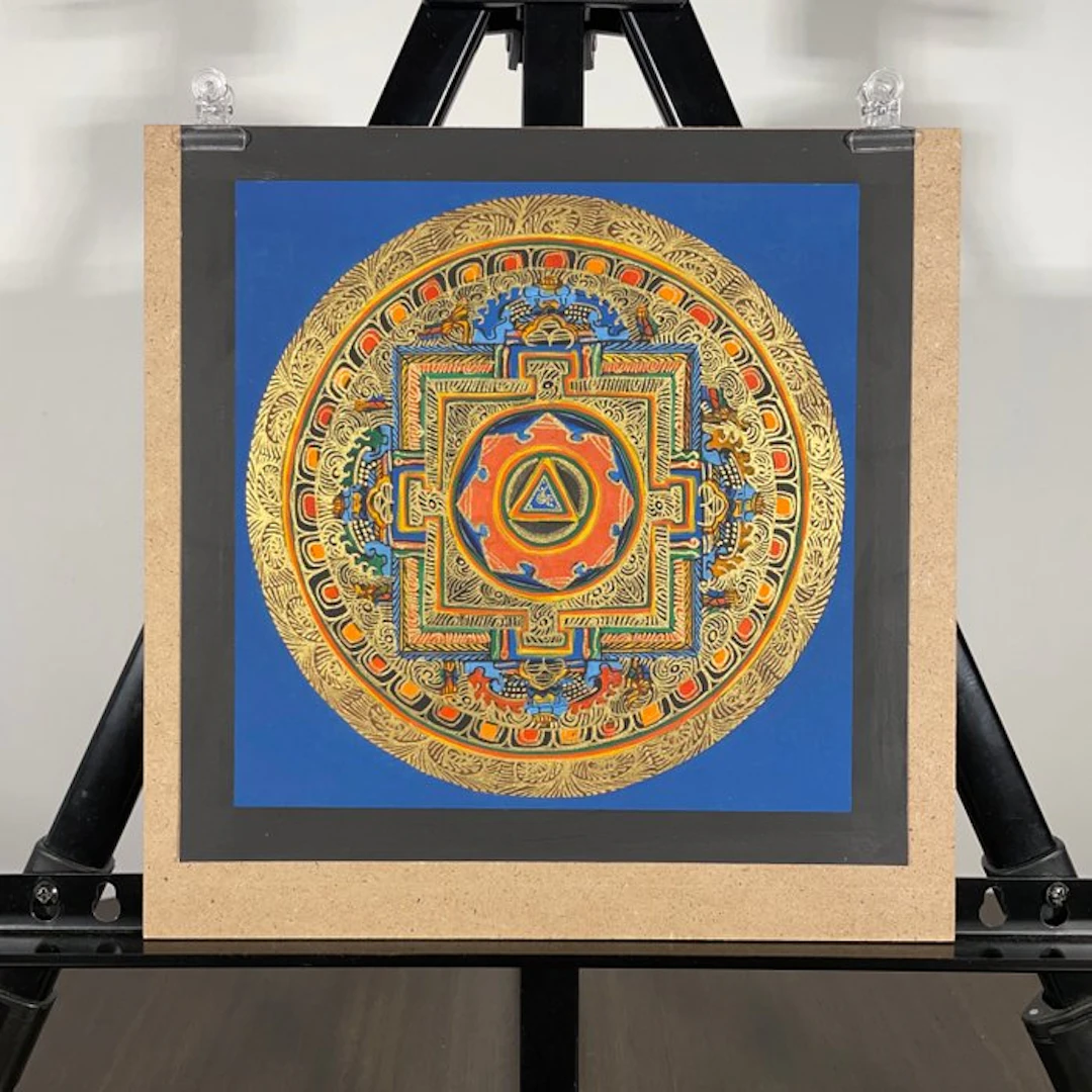 Painting of Tibetan Tradition - Mandala Yantra with Om...