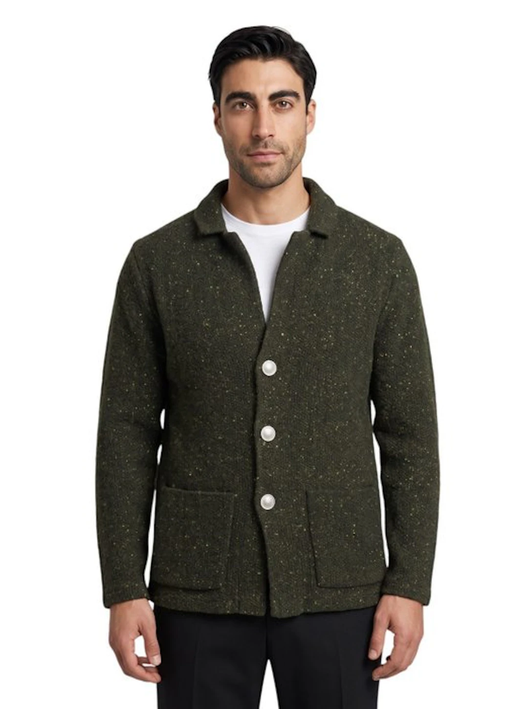 FEDELI CASHMERE - 50 IT - Green Forest Cardigan Jacket...