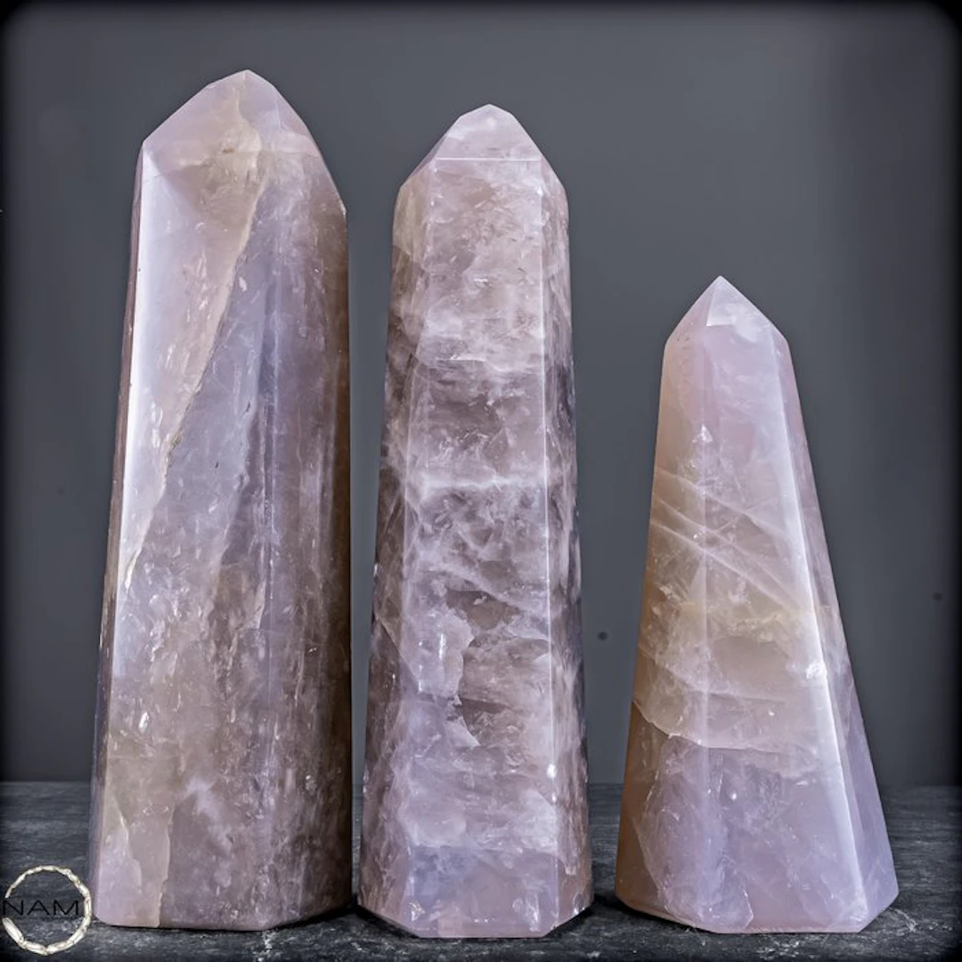 Exclusive set made of natural lavender rose quartz –...