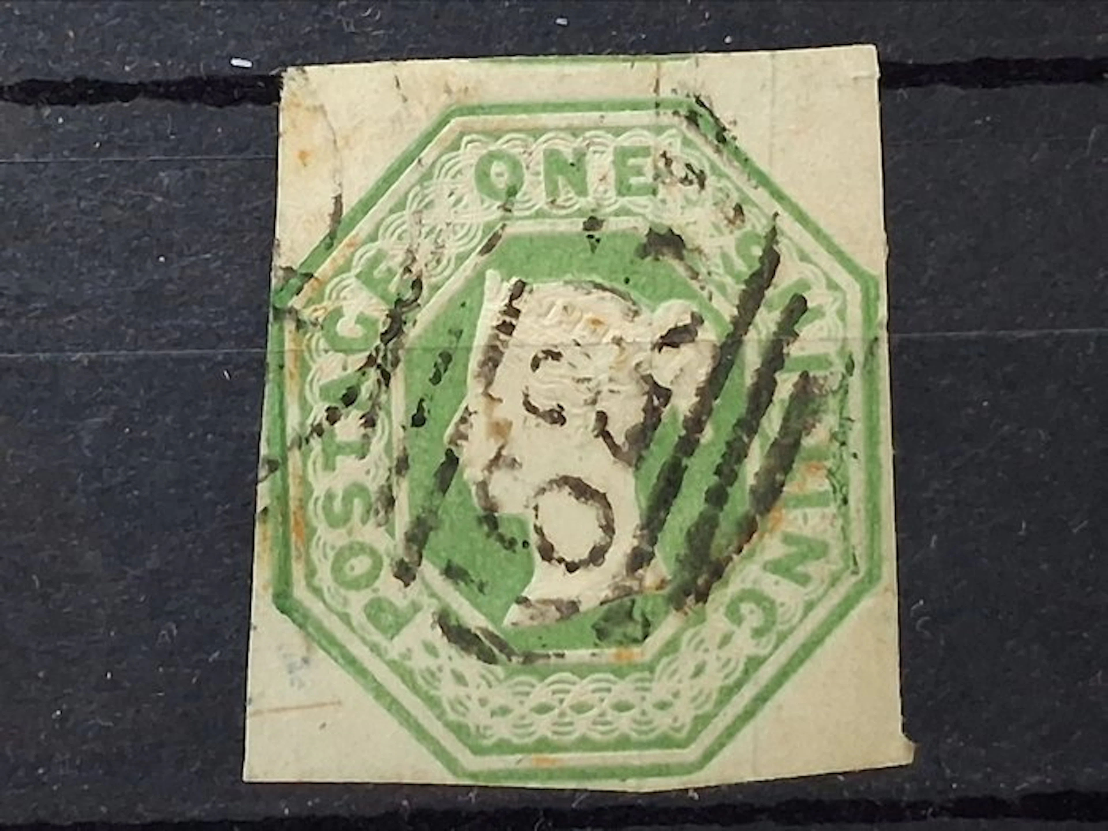 Great Britain 1847 - Queen Victoria, SG 54, 1s pale green. Cancelled.