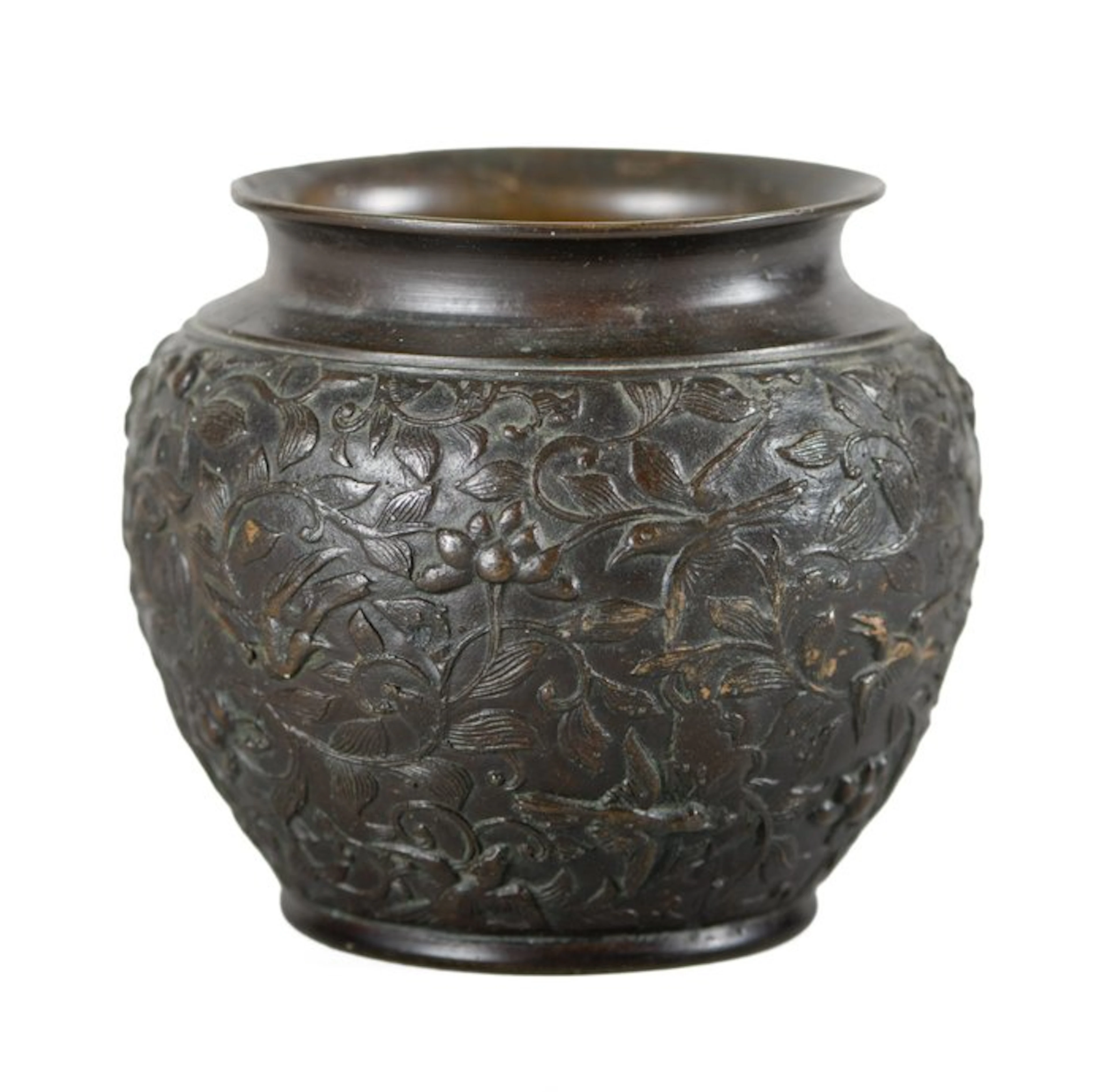 Prachtige antieke bronzen pot uit de Meijiperiode...