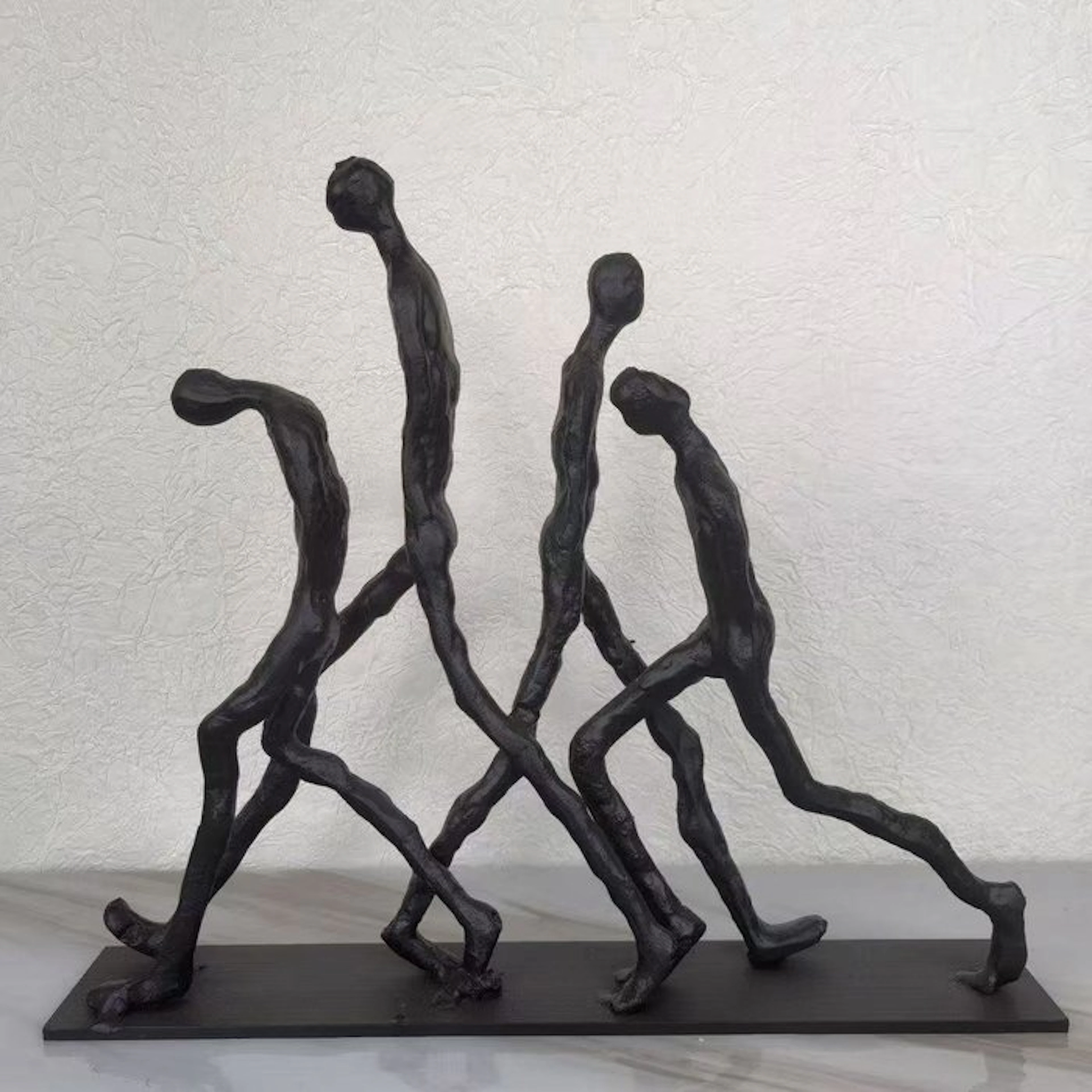 Statue, Abstract Sculpture Ornament of Four Walking Figures - 30.5 cm - Resin