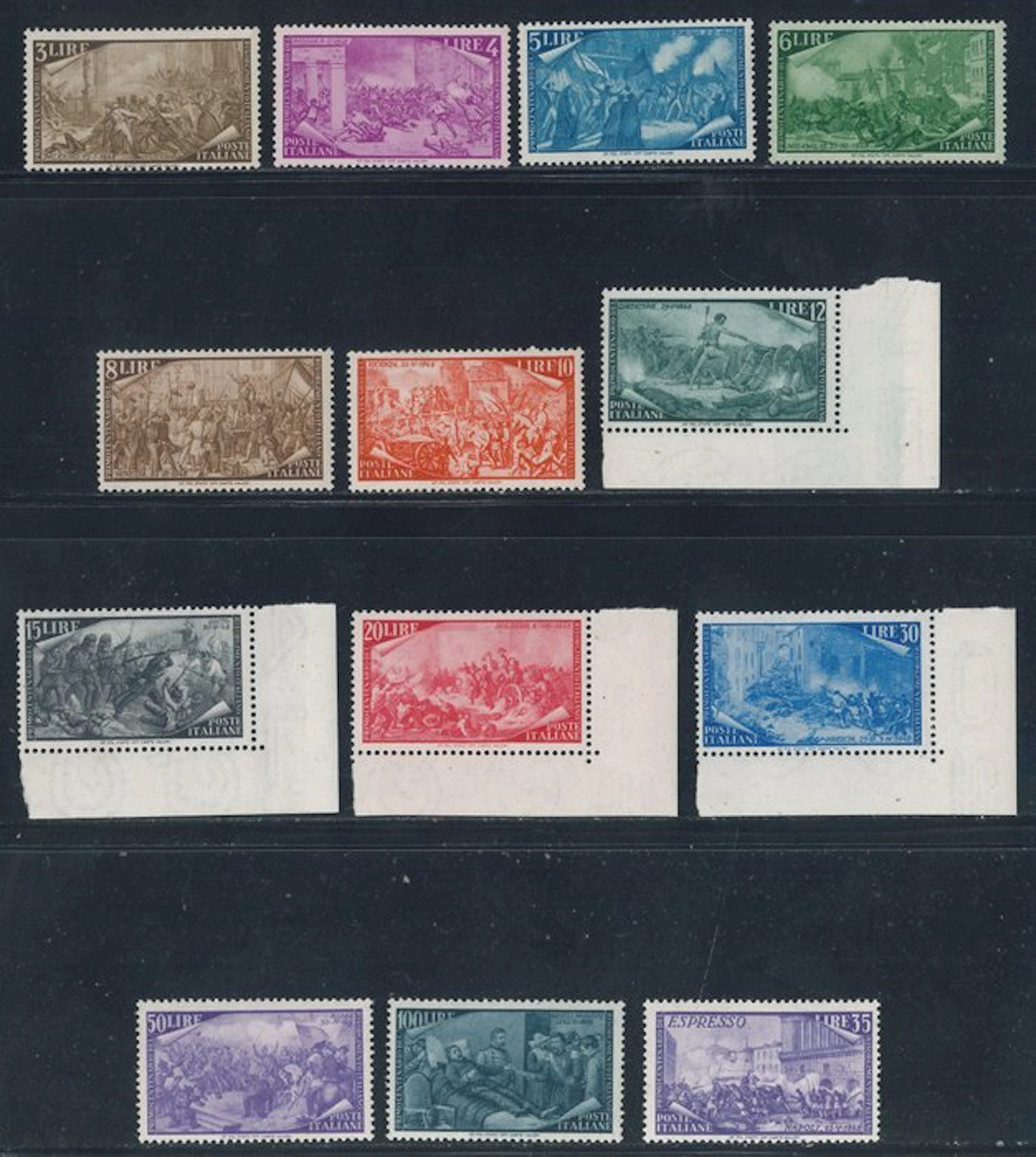 Italian Republic - Risorgimento, complete series nos. 580/591 + espresso.
