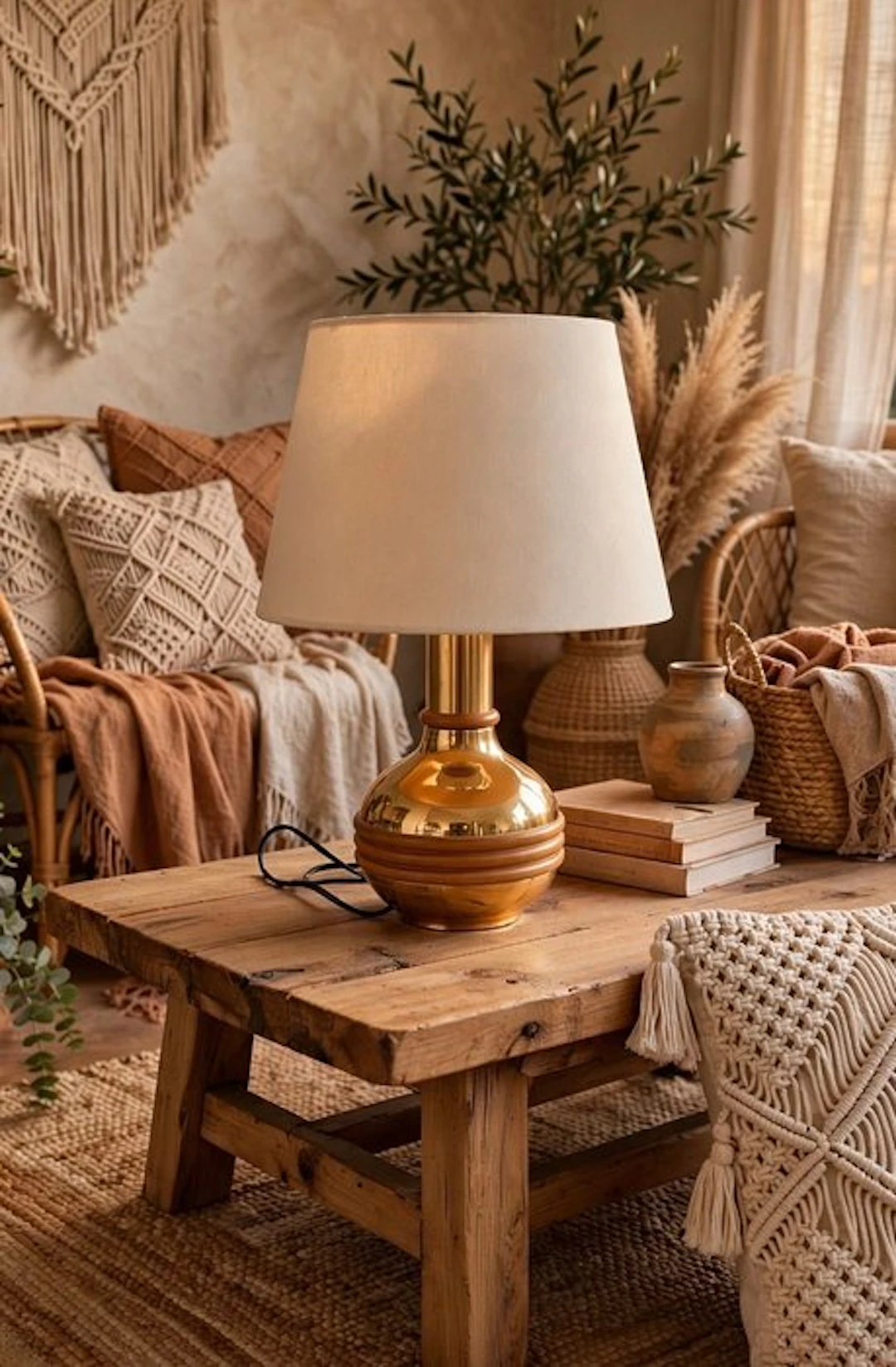 DaVinci - Table lamp - Brass, Bamboo, Textile, Metal