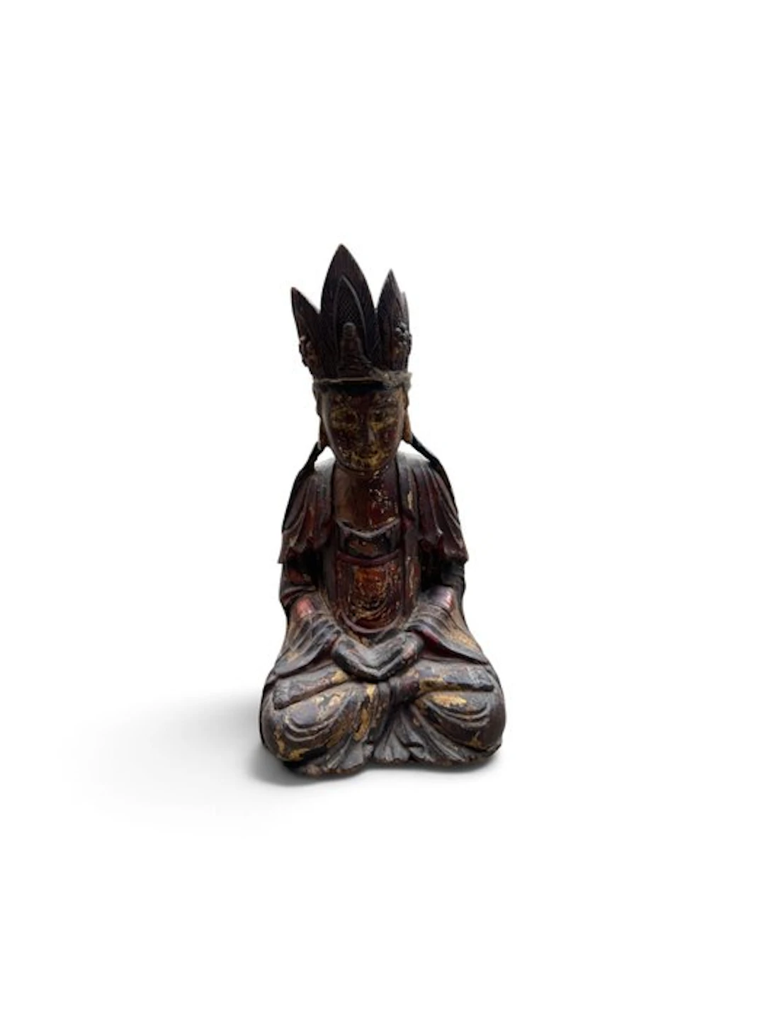 Guanyin seated on Amitābha's crown - Wood