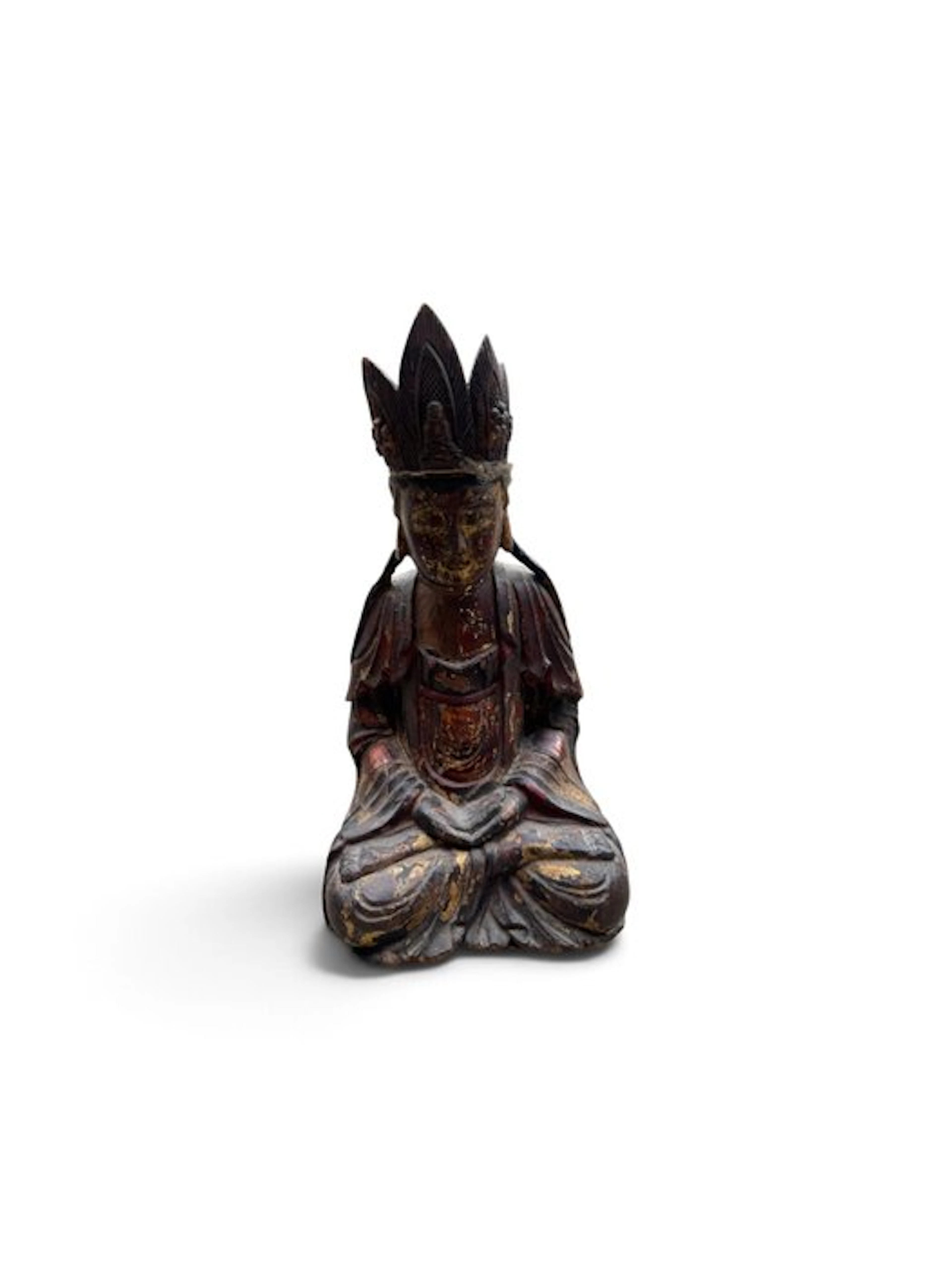 Guanyin seated on Amitābha's crown - Wood