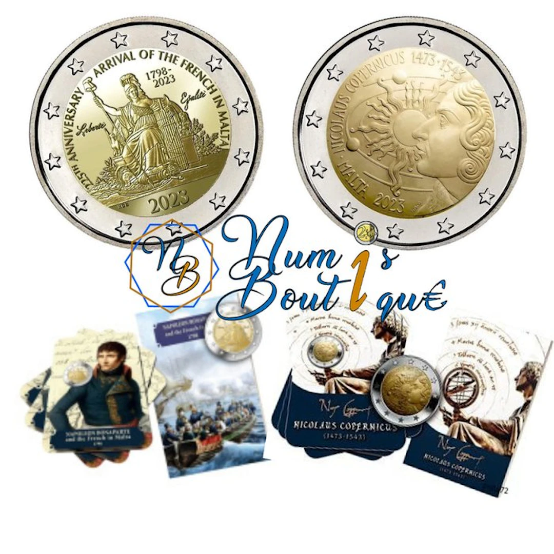 Malta. 2 Euro 2023 "Nicolaus Copernicus" + "Napoleon...