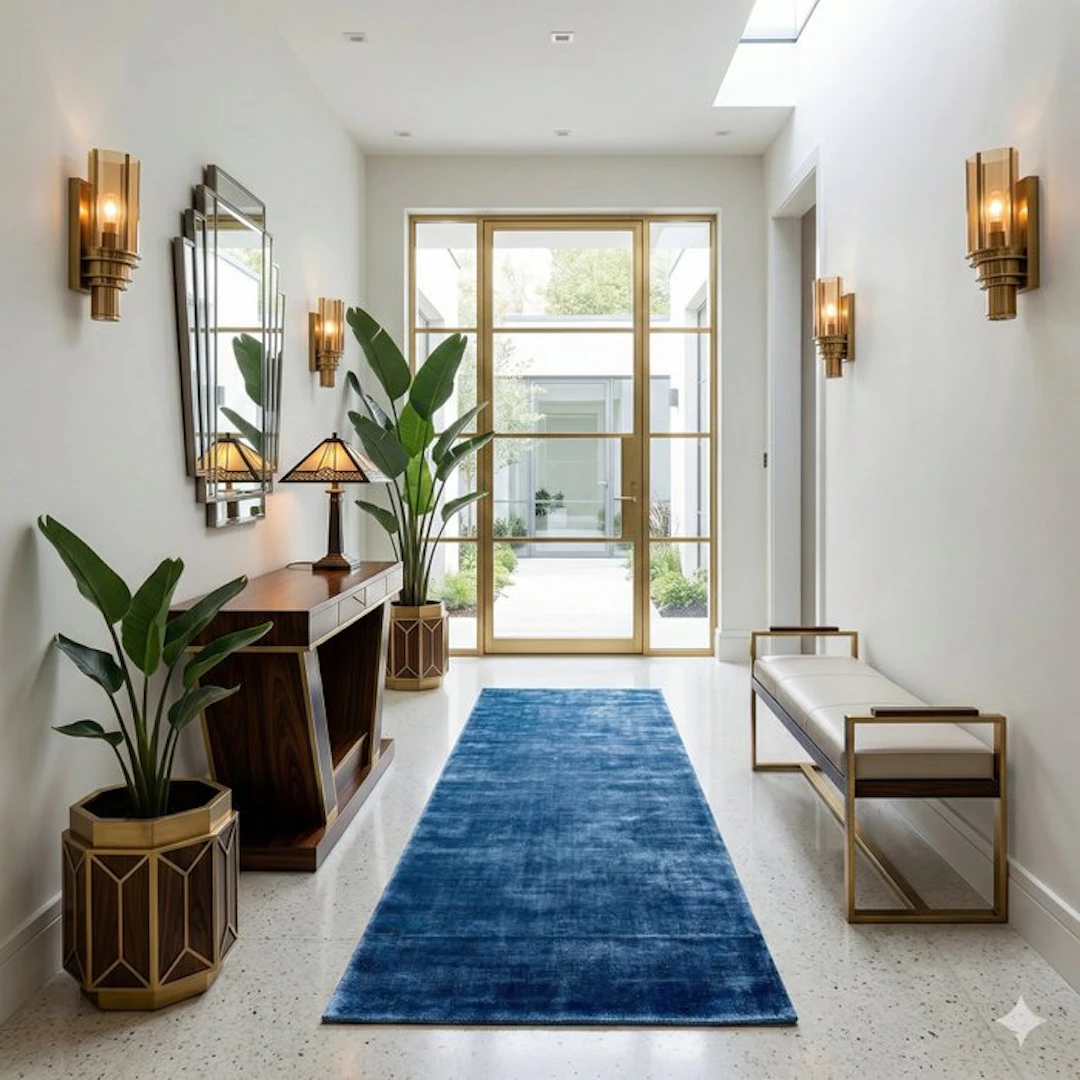 Modern blue Gabbeh - Runner - 220 cm - 70 cm - unused and very soft