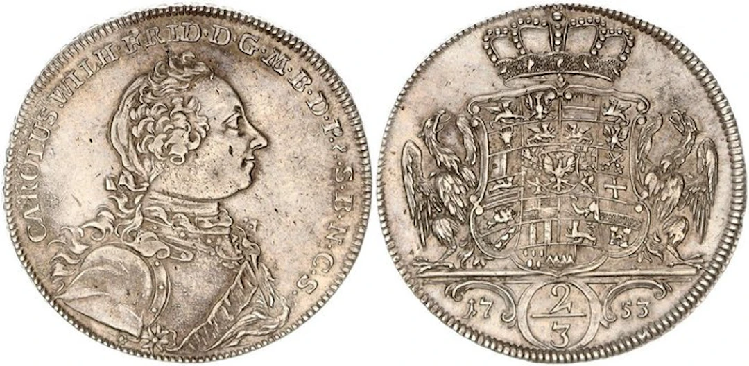 Deutschland Brandenburg-Ansbach. Karl Wilhelm Friedrich. 2/3 Taler