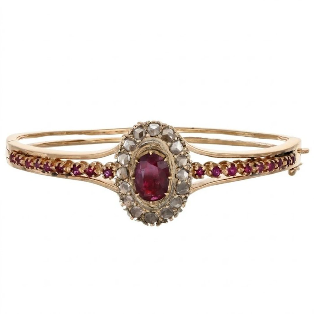 Bracelet - 9 kt. Yellow gold - 1.99ct. tw. Ruby - Diamond
