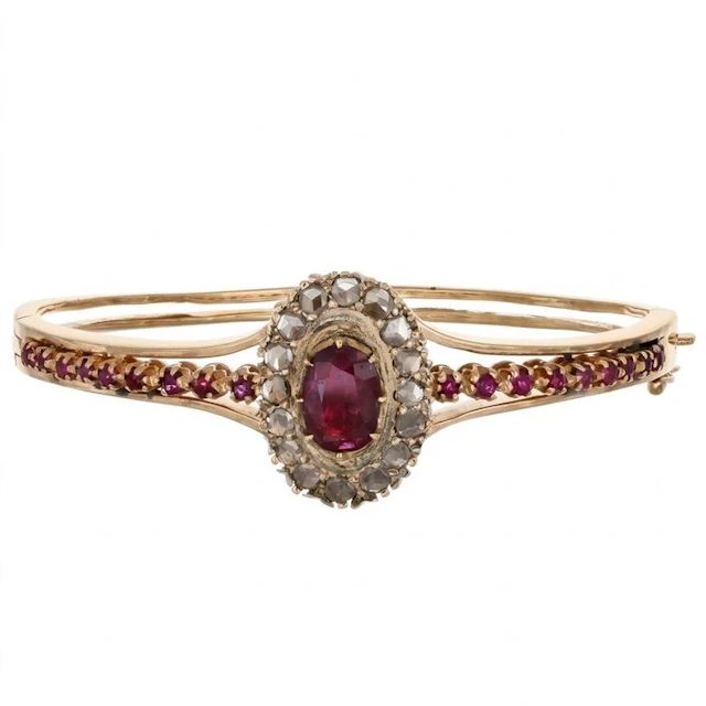 Bracelet - 9 kt. Yellow gold - 1.99ct. tw. Ruby - Diamond