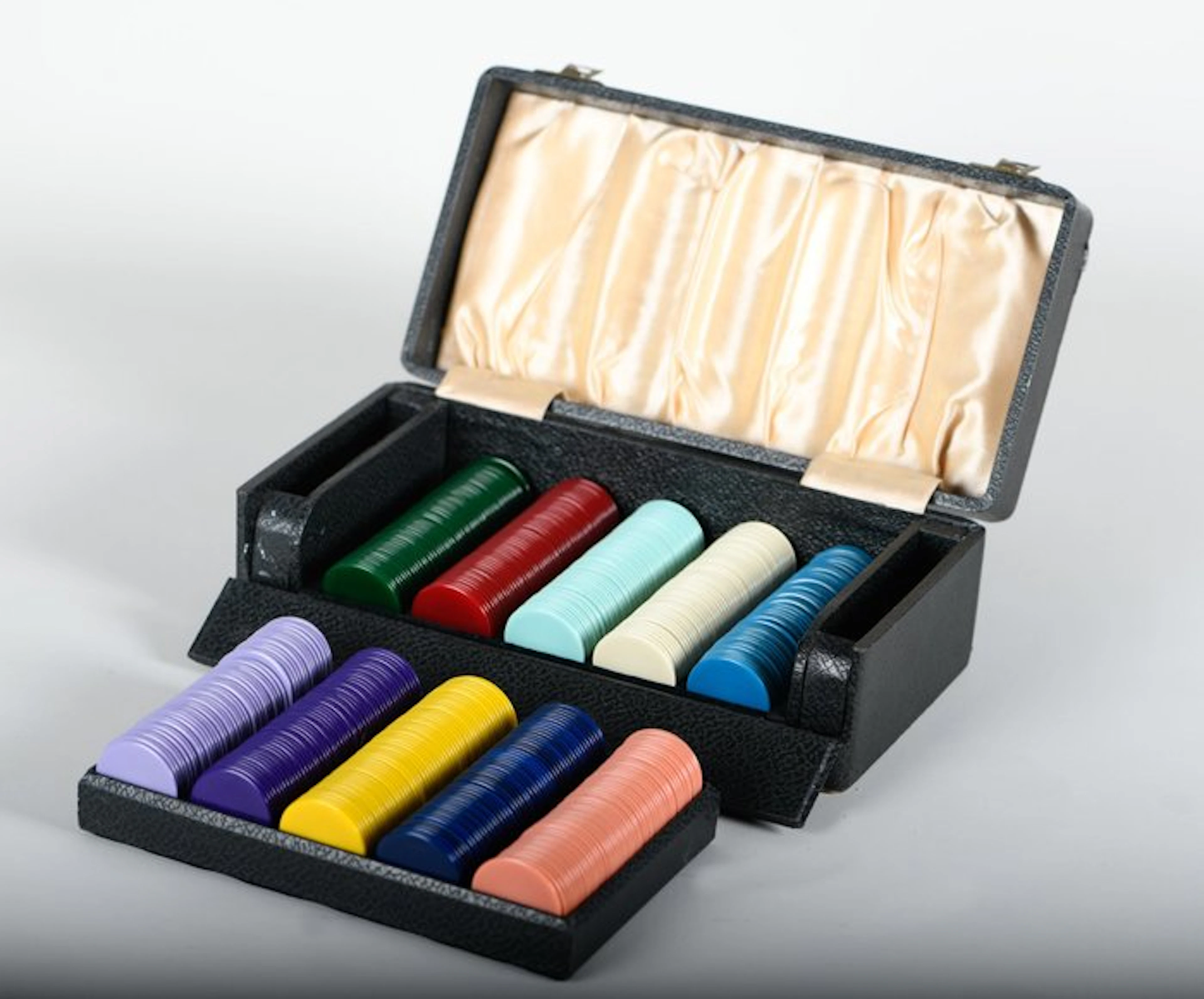 Exclusieve vintage poker / fiche set in luxe koffer